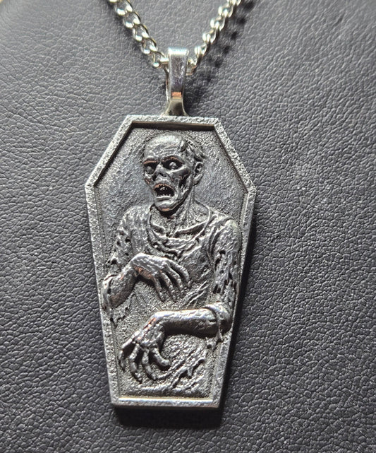 Handcrafted Coffin-Shaped Zombie Pendant
