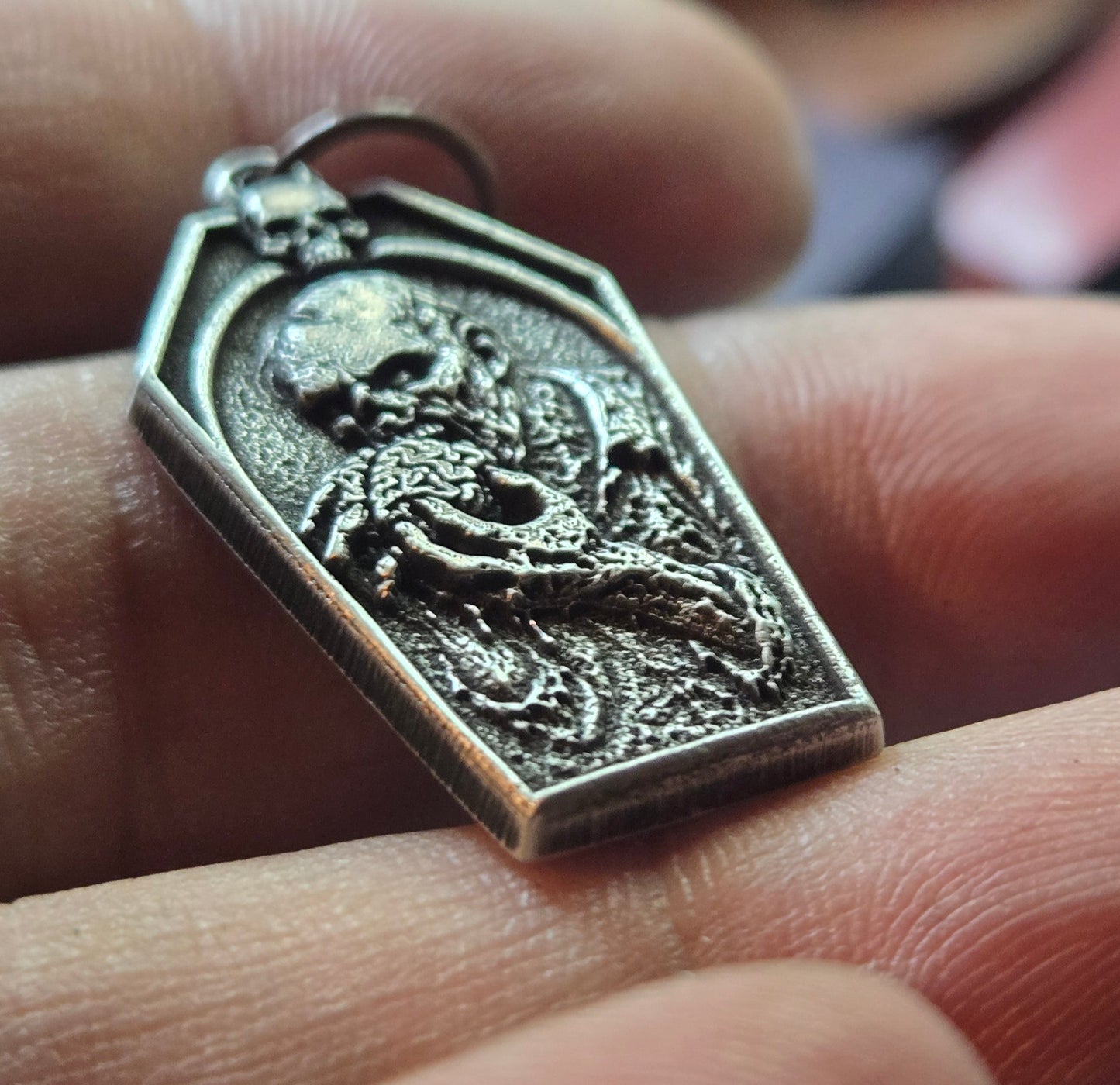 Custom Coffin Zombie Pendant – Brain Feast from the Grave
