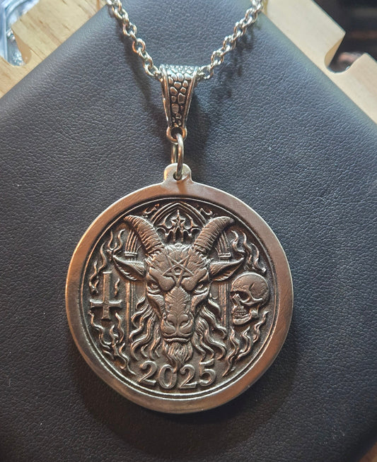 39.5mm Sterling Silver Satanic Two-Sided Pendant – 2025 Edition