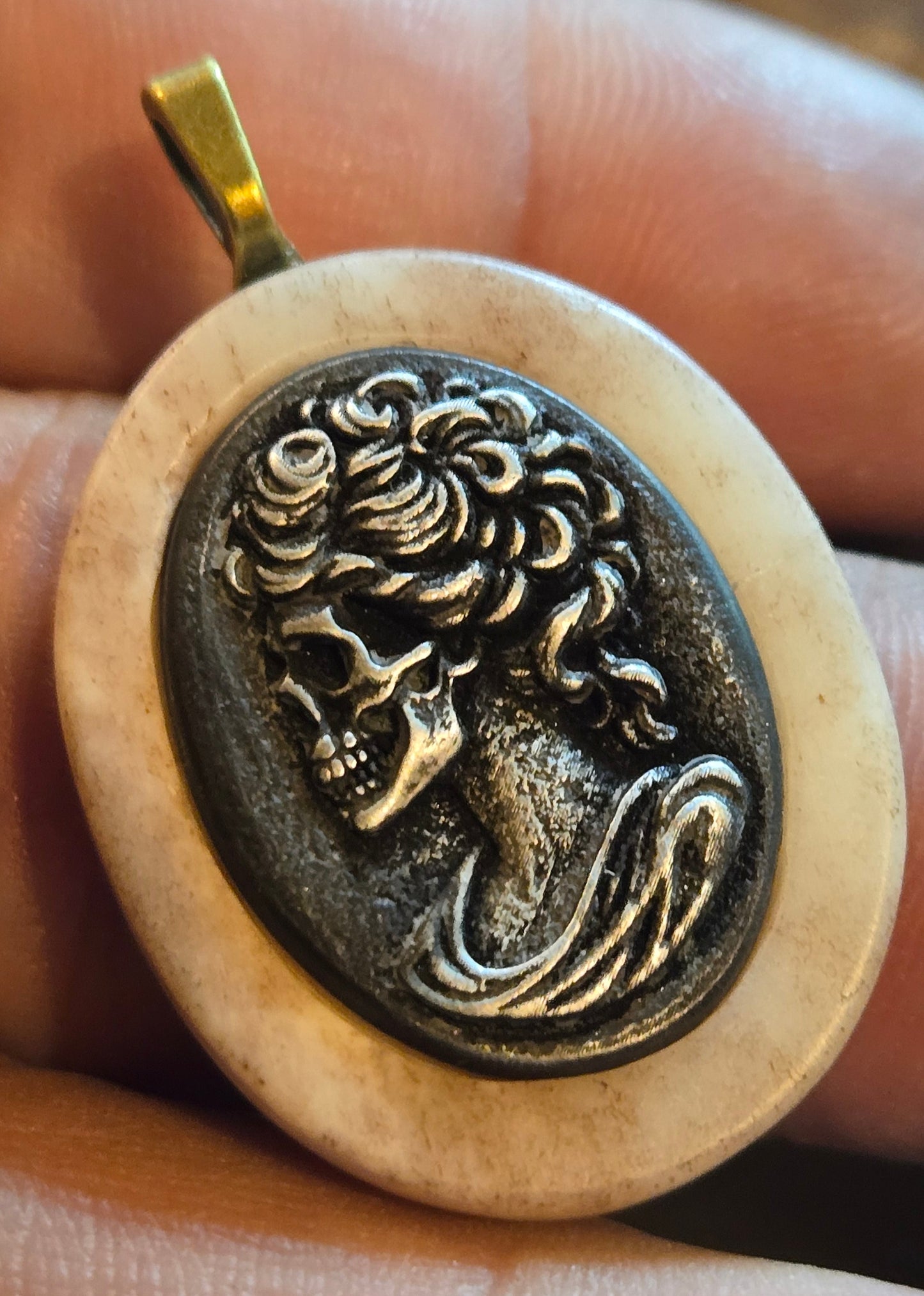 Custom Skull Cameo Pendant – Human Bone Relic (One of a Kind)