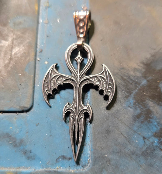 Custom Gothic Vampire Ankh Pendant – Symbol of Eternal Night