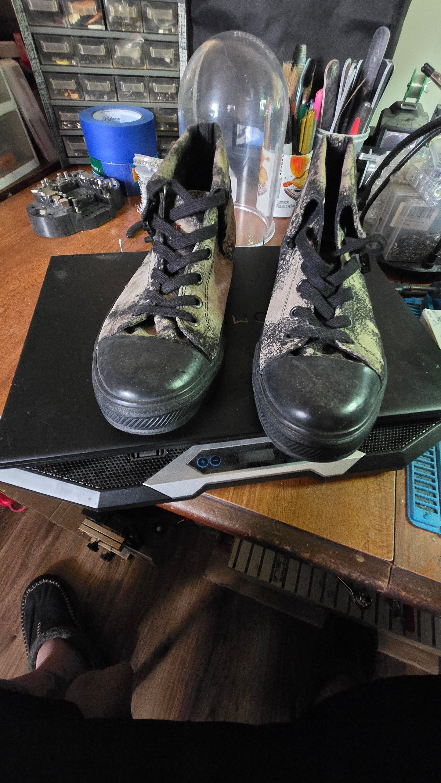 Custom Bleached Levi’s High-Top Shoes – Like New Condition Size 9 Men's US