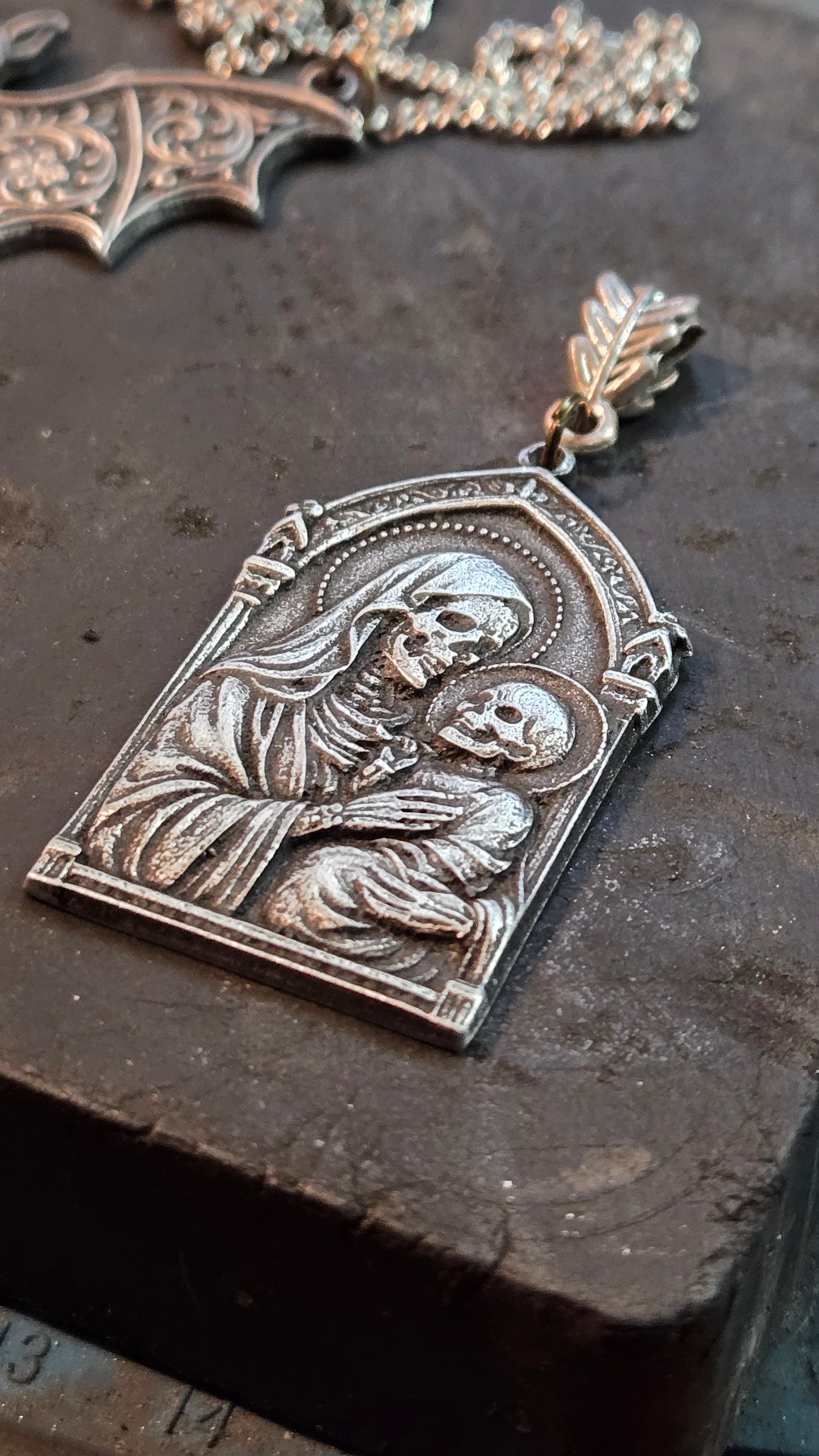 Mary & Child Skull Pendant – Gothic Sacred Macabre