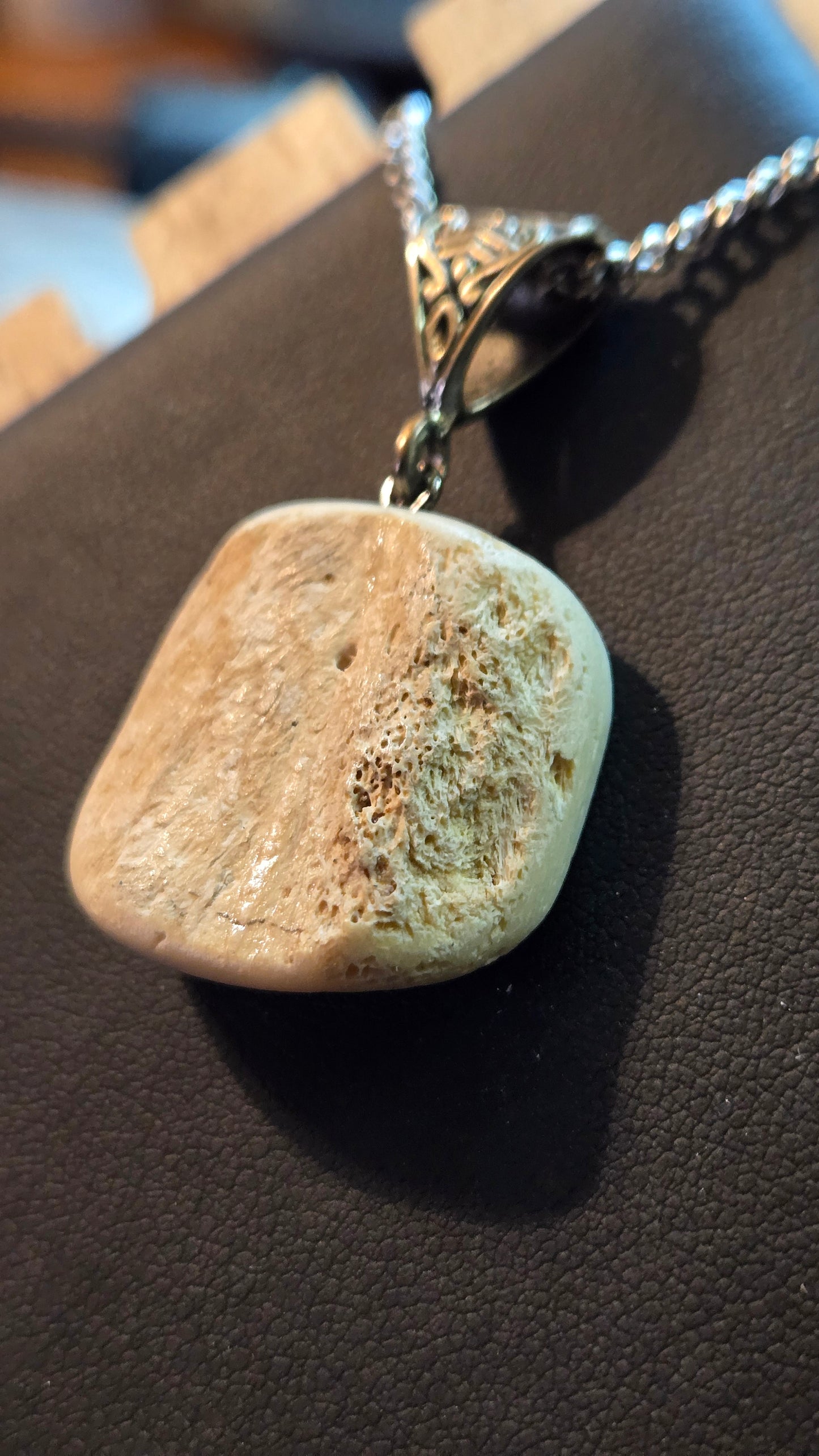 Real Human Femur Fragment Pendant – Hand-Carved Relic