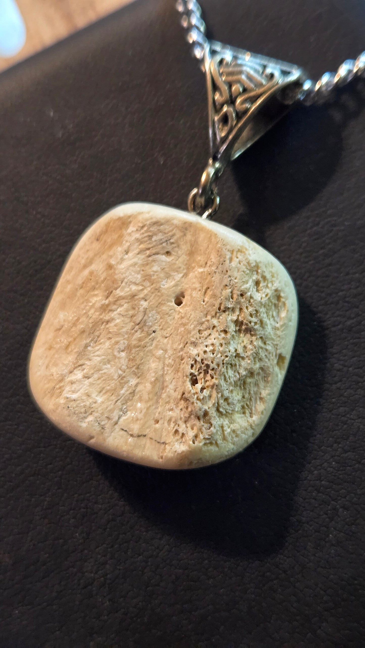 Real Human Femur Fragment Pendant – Hand-Carved Relic