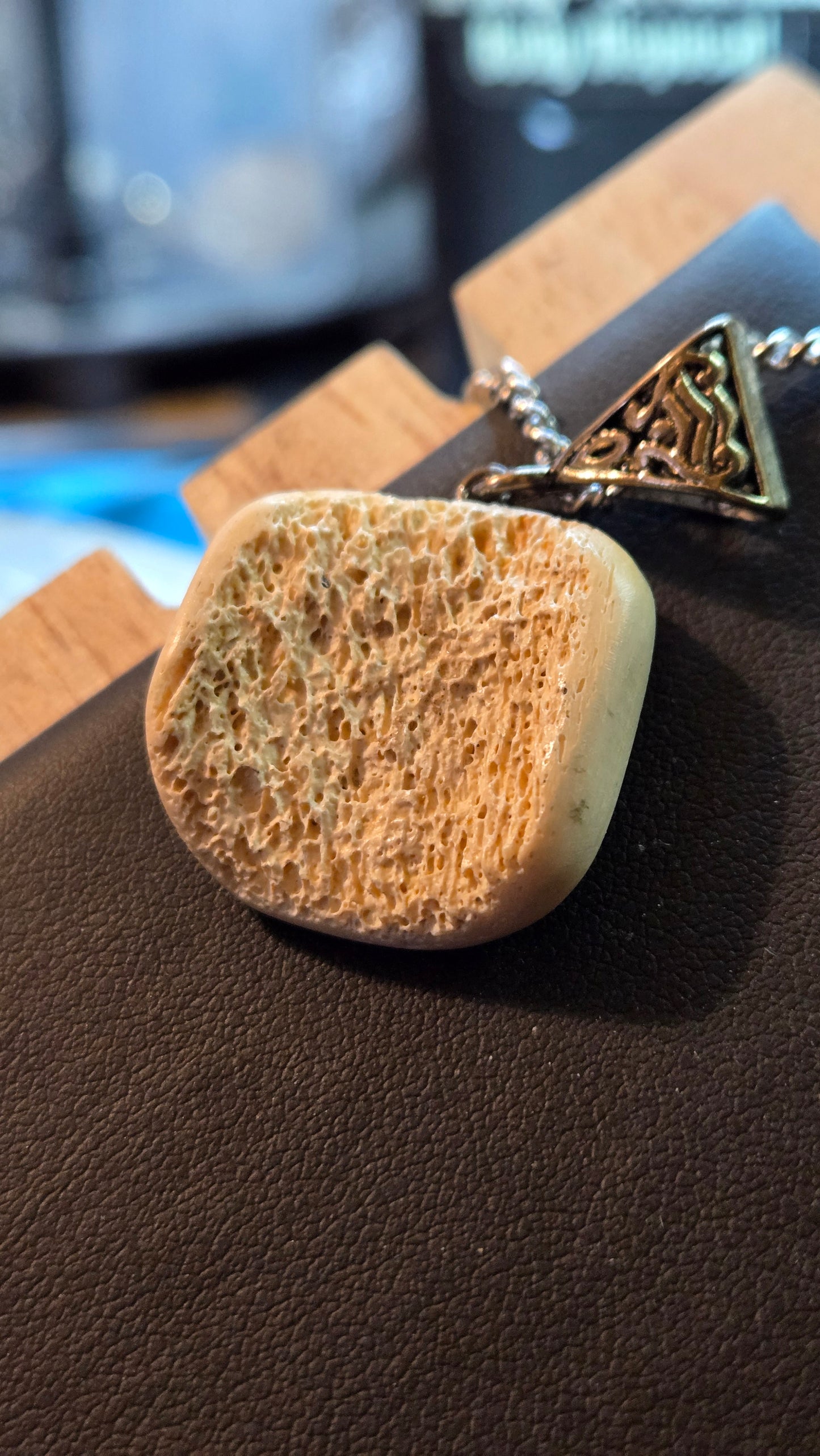 Real Human Femur Fragment Pendant – Hand-Carved Relic