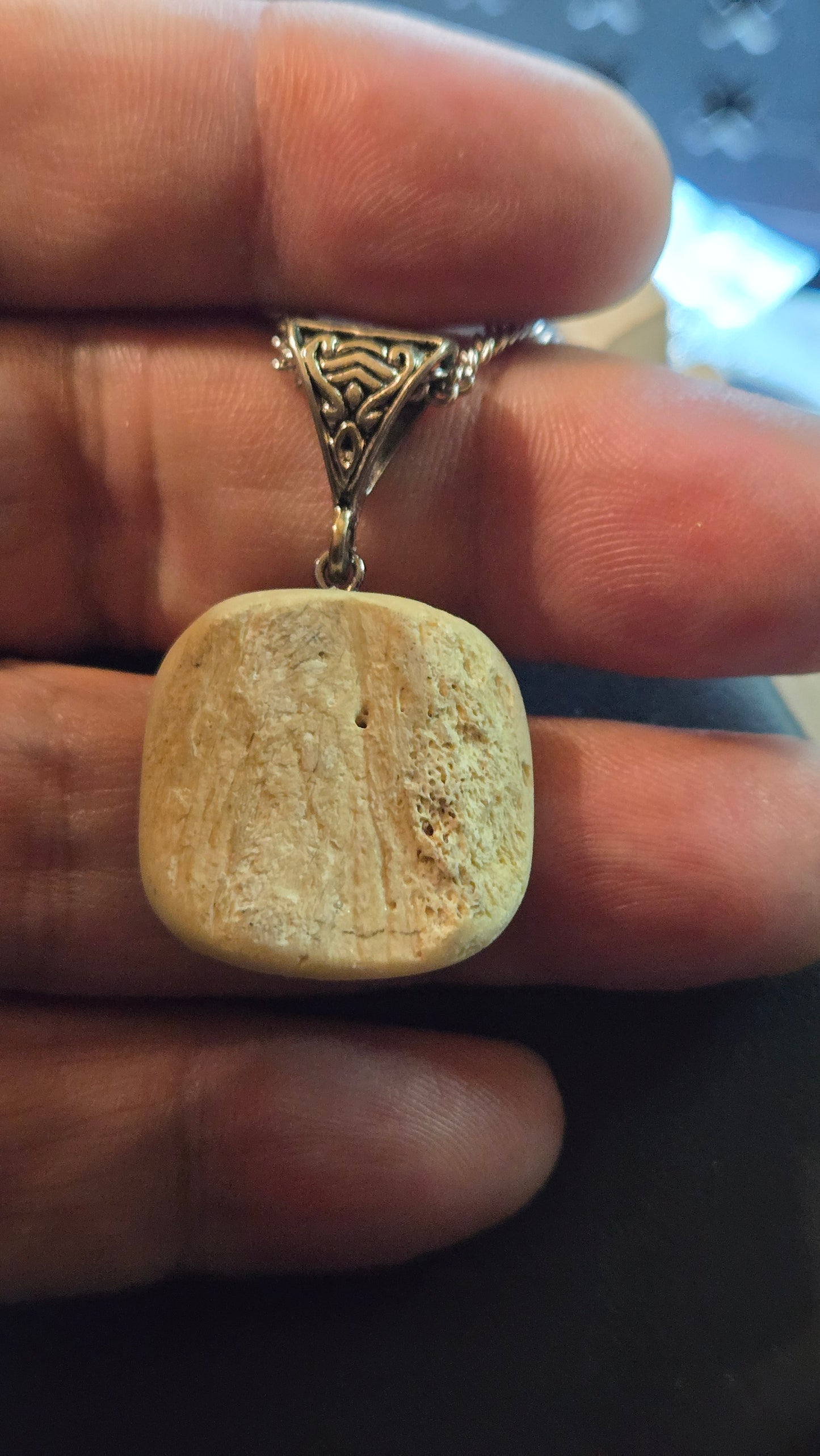 Real Human Femur Fragment Pendant – Hand-Carved Relic