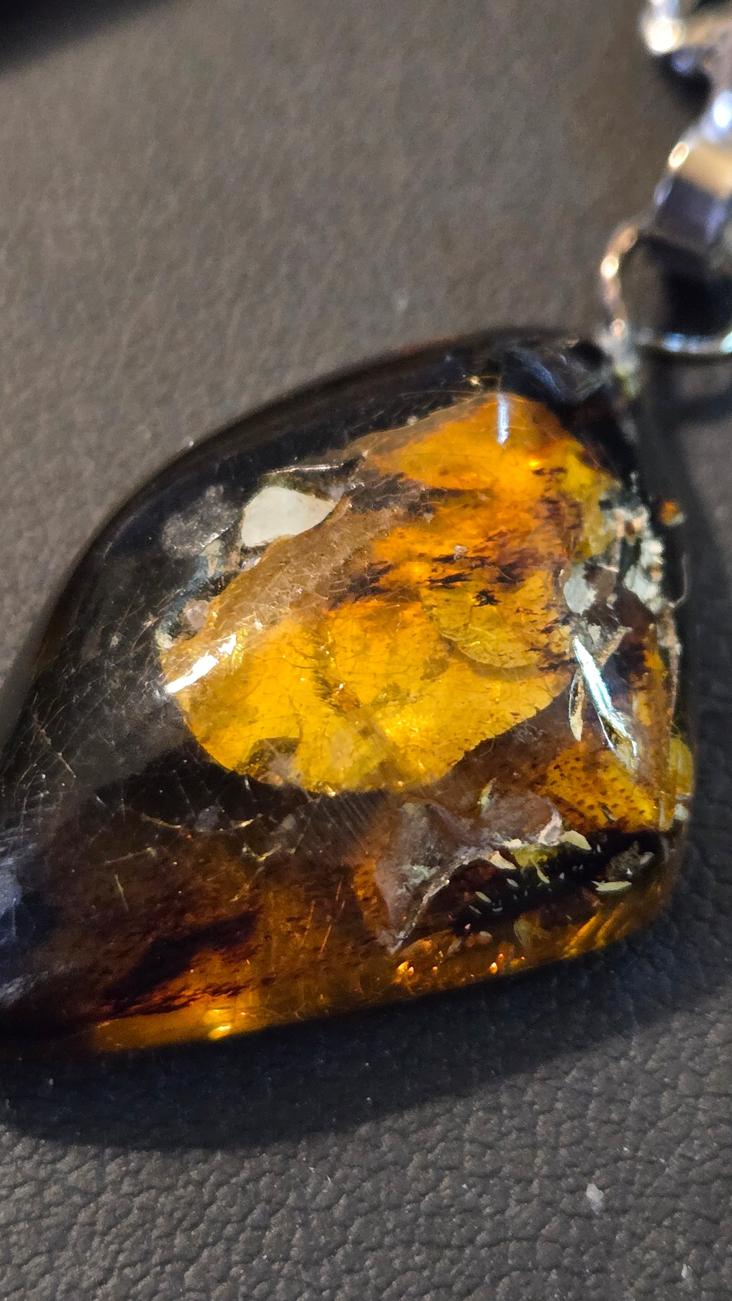 Hand-Polished Natural Amber Pendant With Organic Inclusions