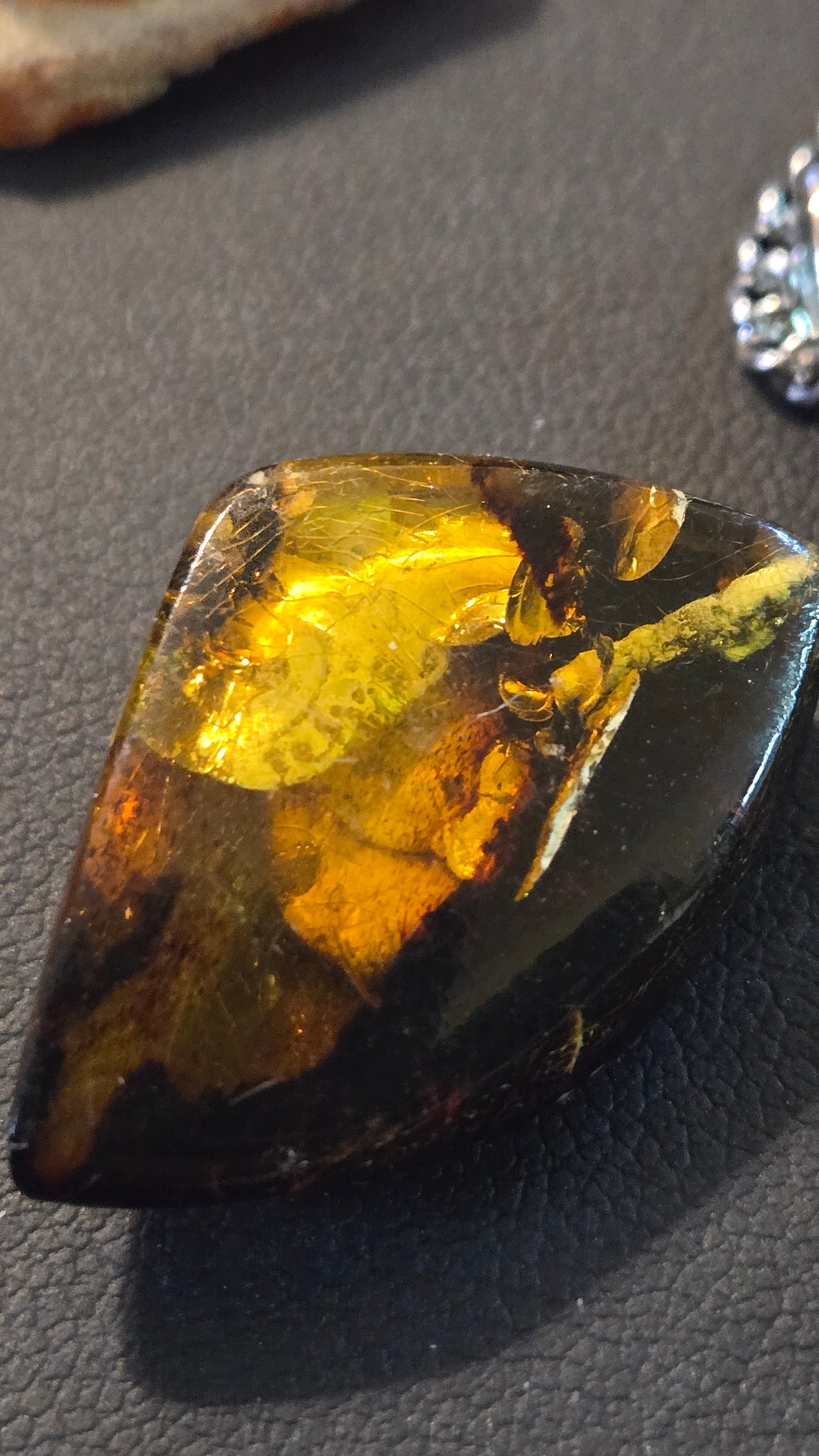 Hand-Polished Natural Amber Pendant With Organic Inclusions