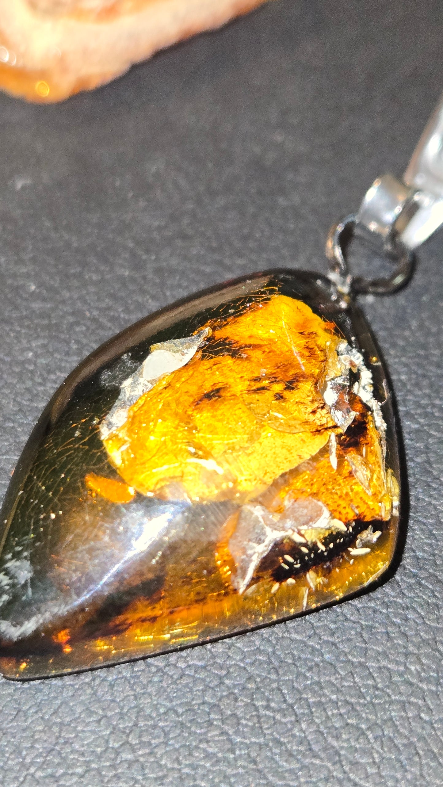 Hand-Polished Natural Amber Pendant With Organic Inclusions