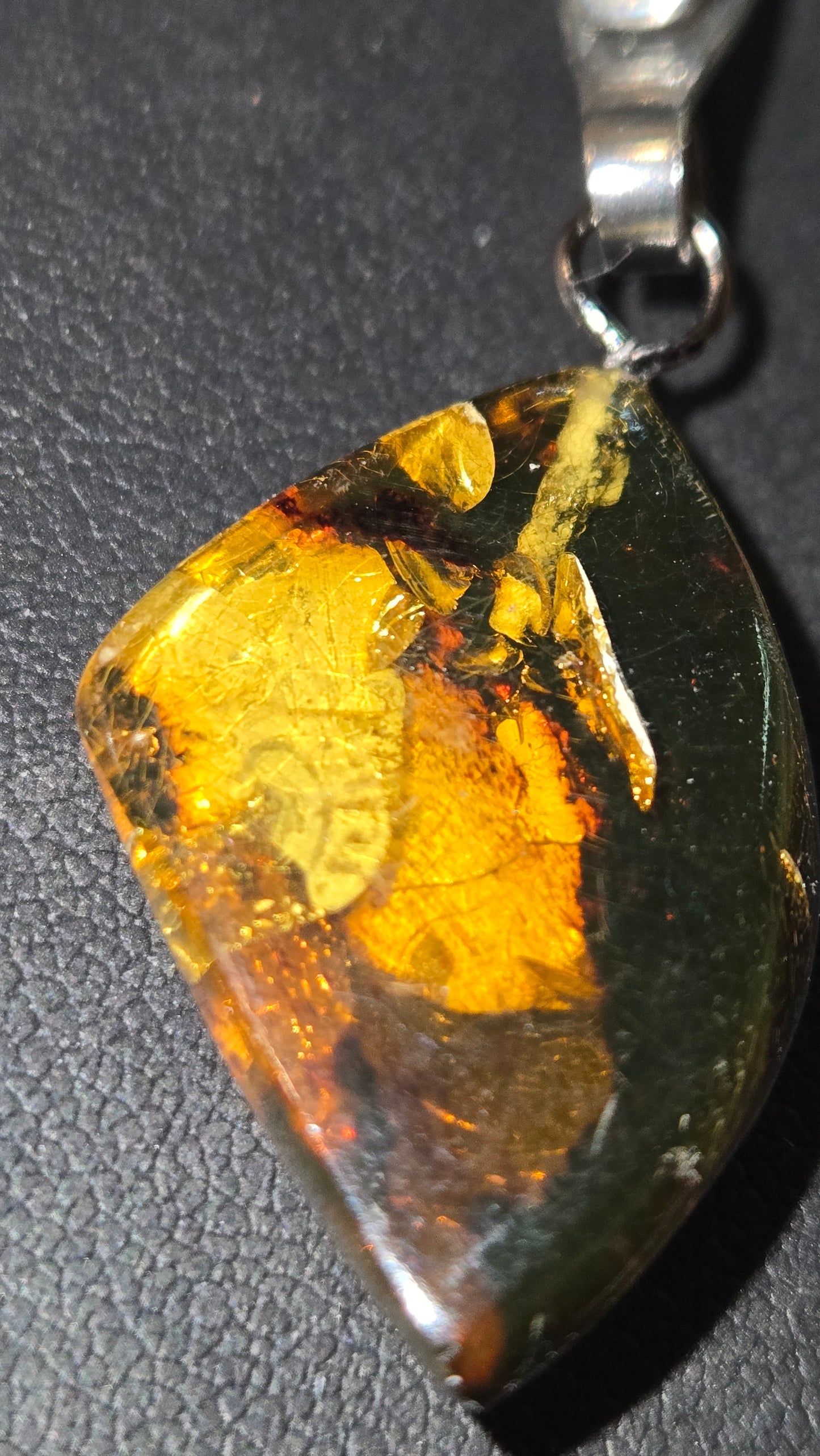 Hand-Polished Natural Amber Pendant With Organic Inclusions