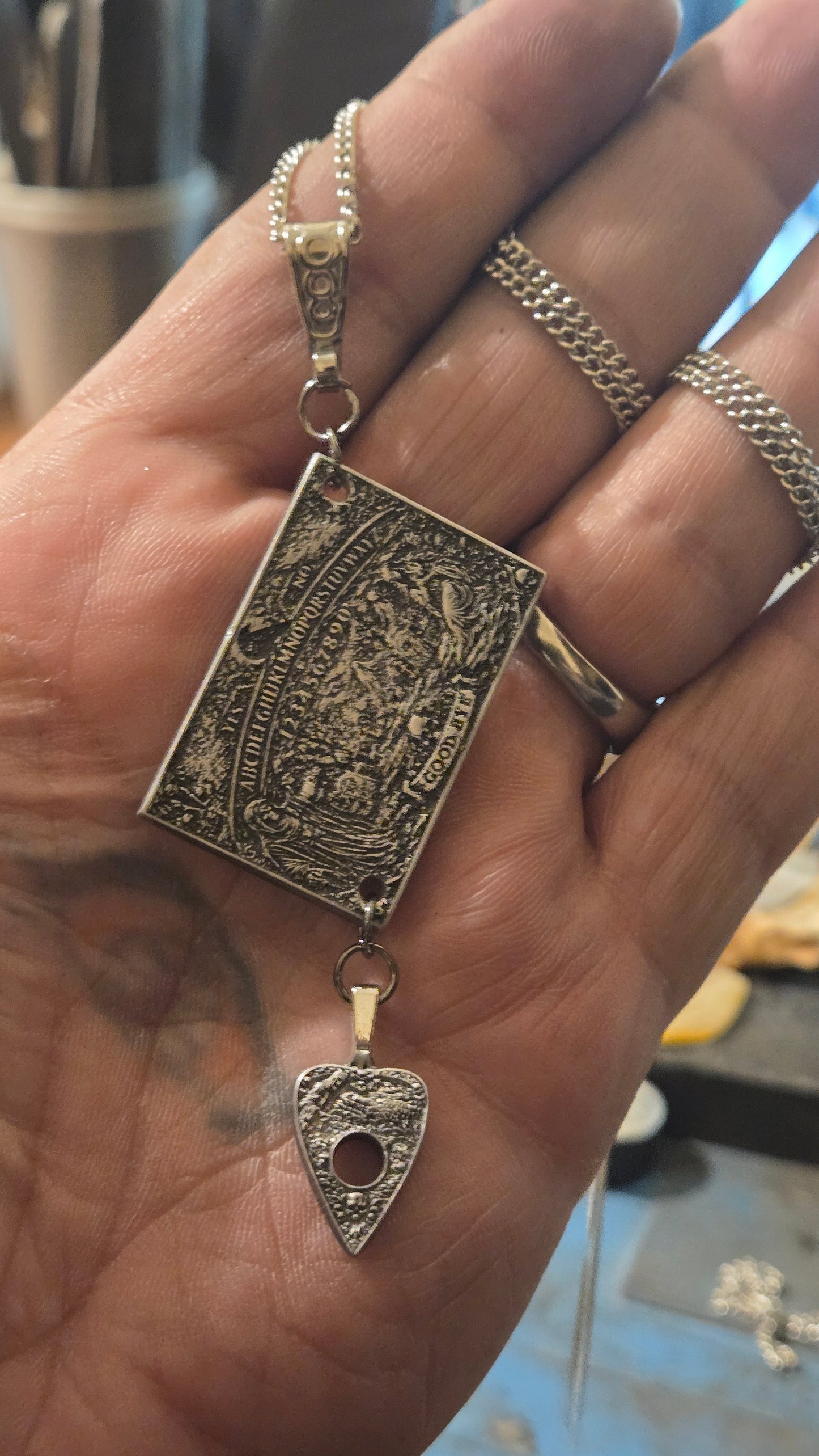 Custom Witch Board Pendant with Planchette