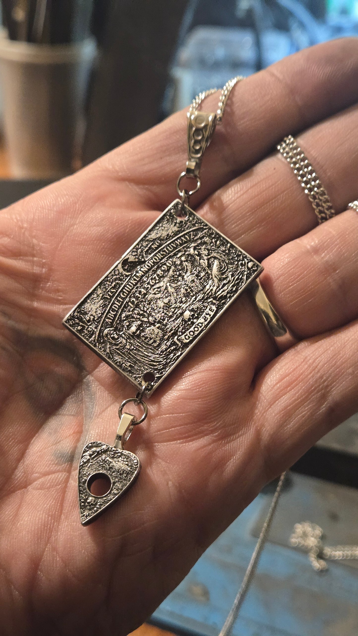 Custom Witch Board Pendant with Planchette