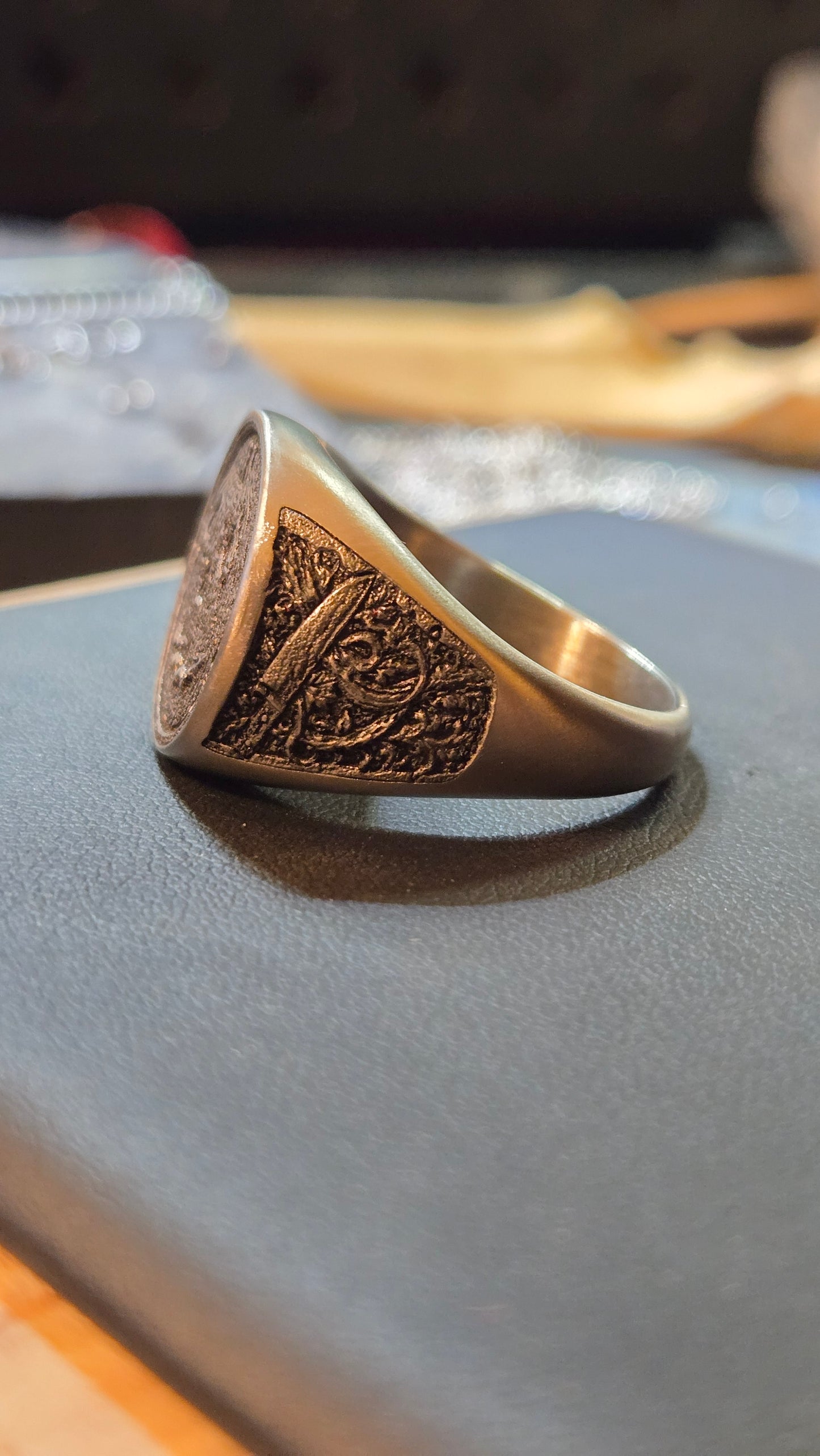 Custom Halloween Movie–Inspired Round Signet Ring – Size 12 (US)