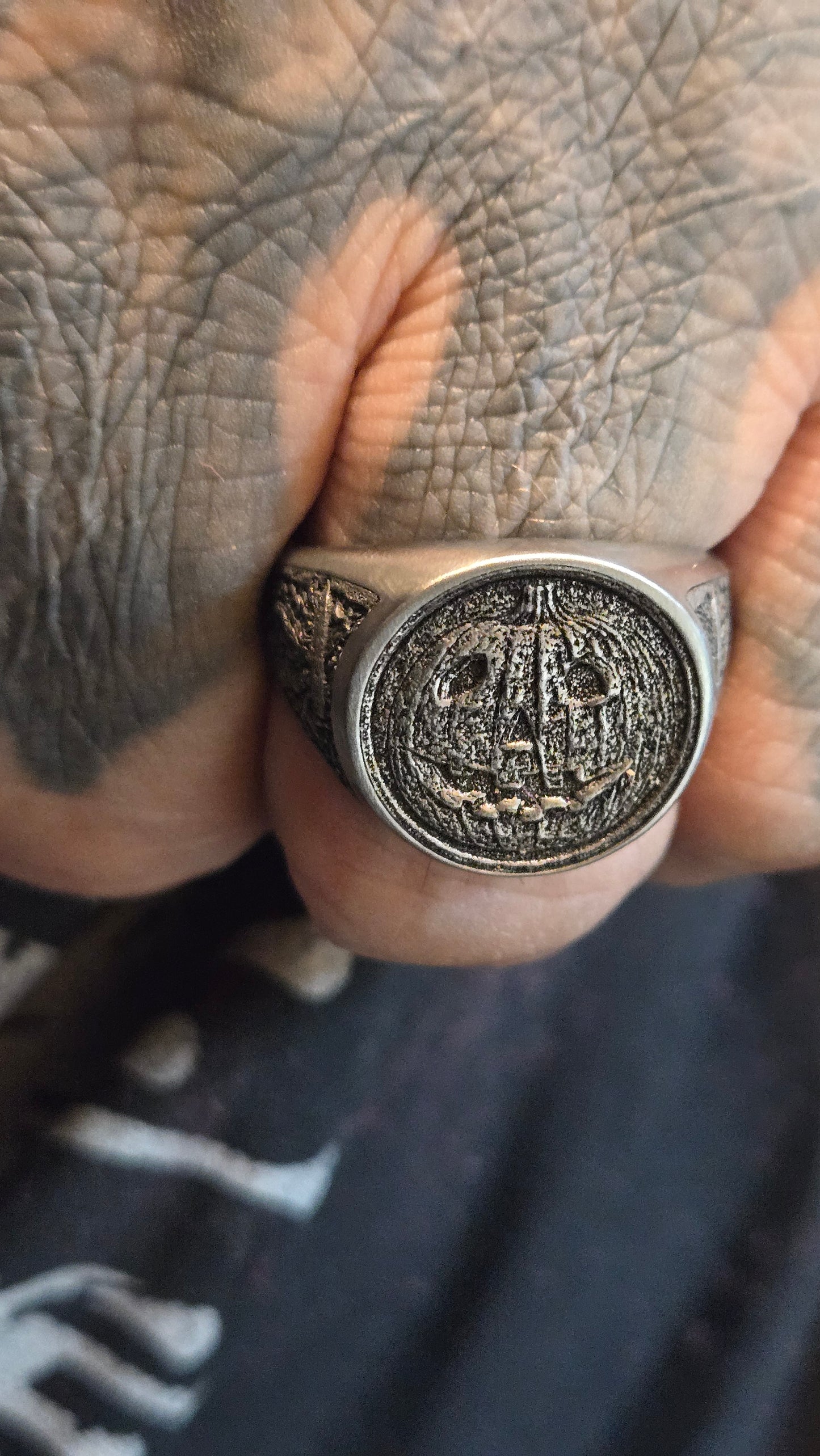 Custom Halloween Movie–Inspired Round Signet Ring – Size 12 (US)