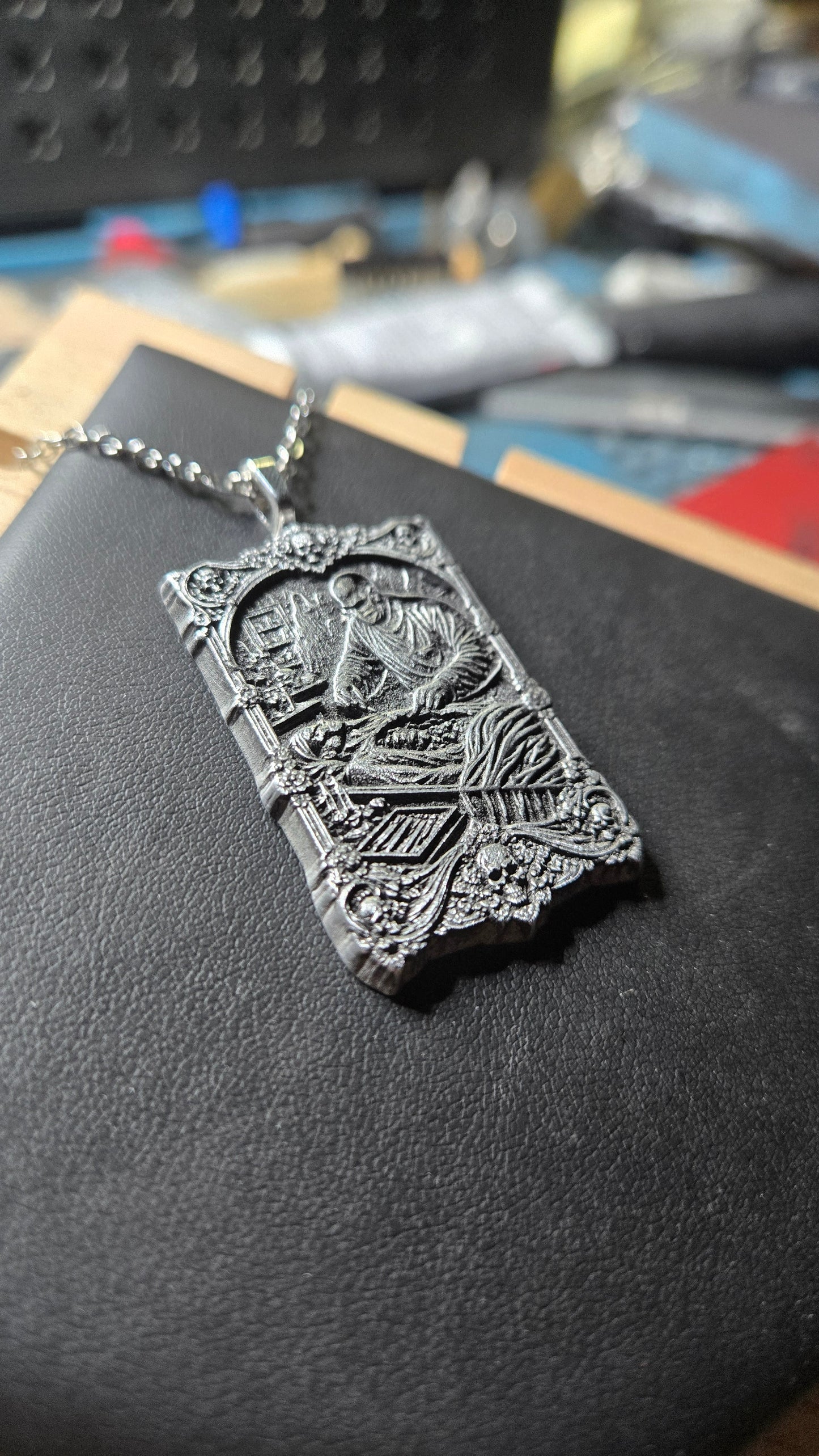 Custom Autopsy Scene Pendant with Vintage Gothic Frame