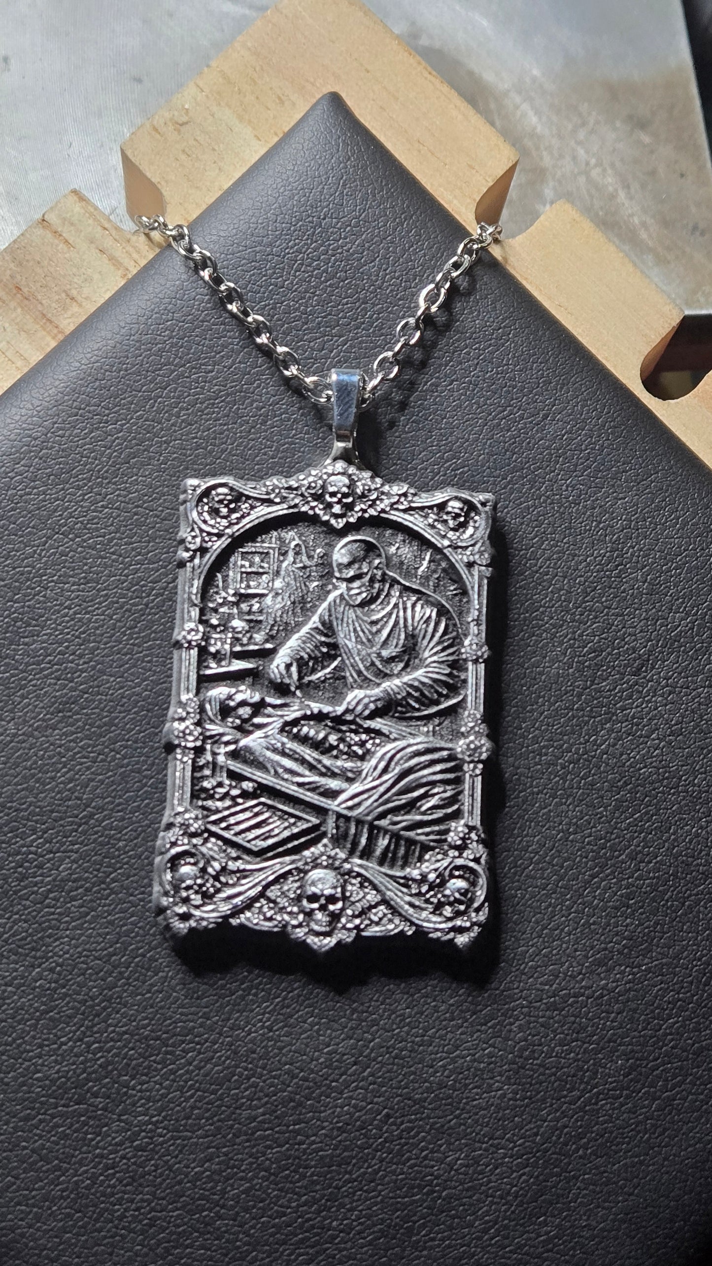 Custom Autopsy Scene Pendant with Vintage Gothic Frame