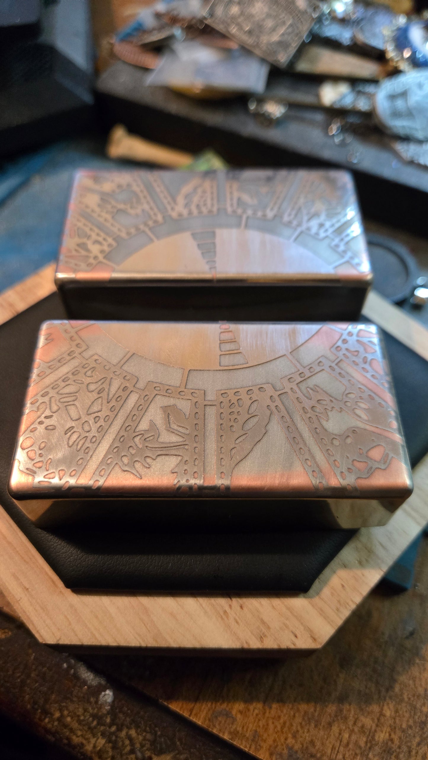 Custom antiqued Hellraiser Themed Guitar Humbucker Covers