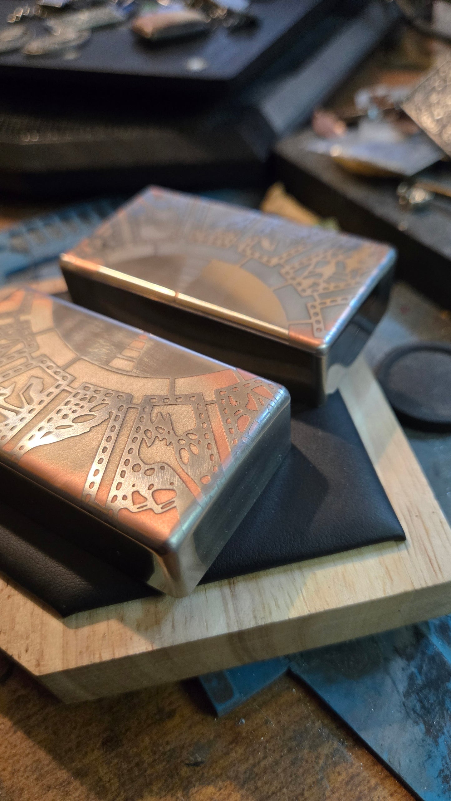 Custom antiqued Hellraiser Themed Guitar Humbucker Covers