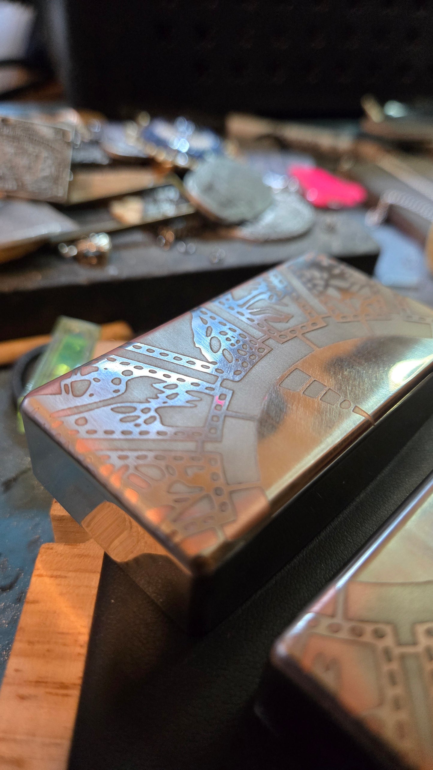 Custom antiqued Hellraiser Themed Guitar Humbucker Covers