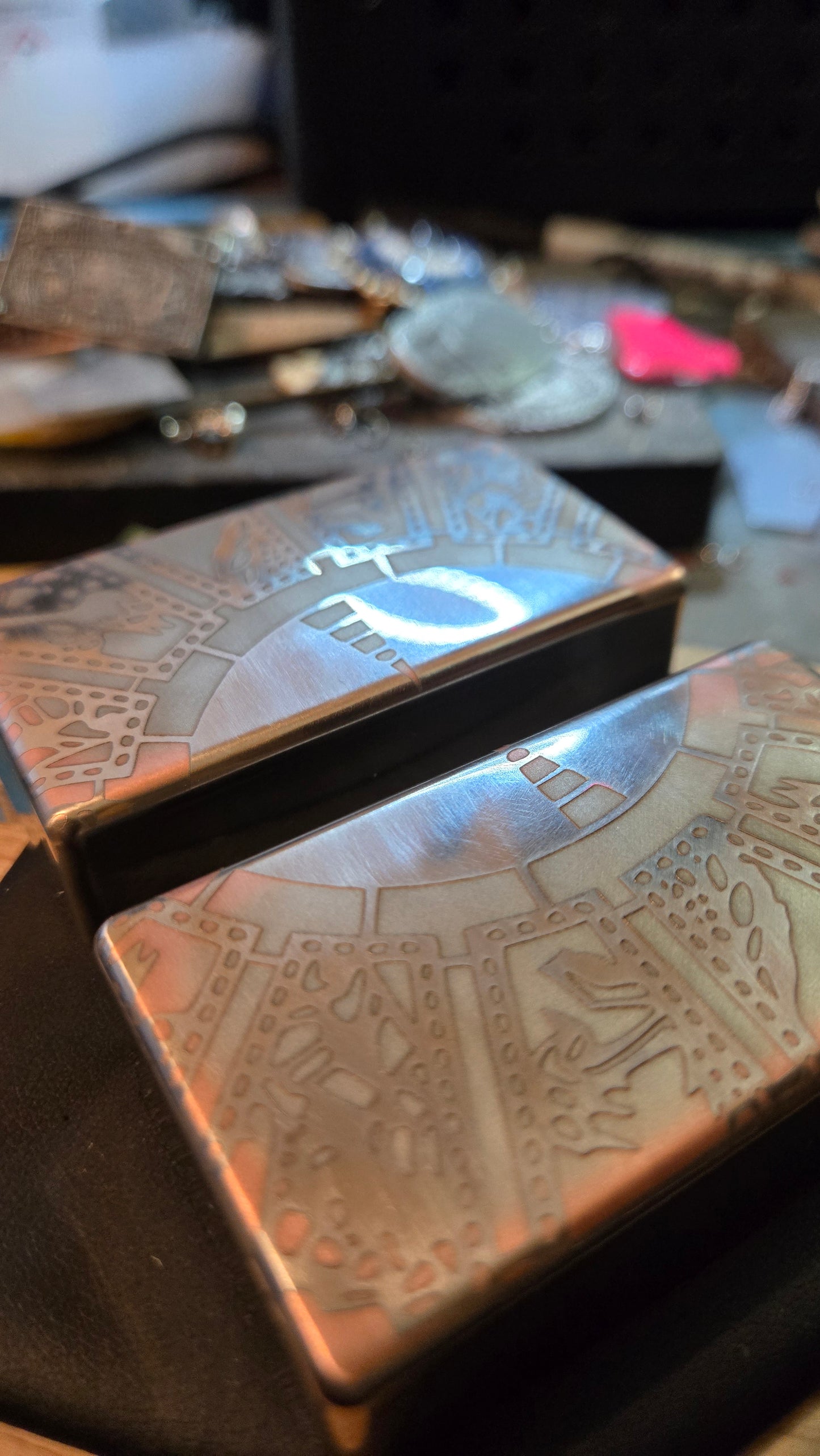 Custom antiqued Hellraiser Themed Guitar Humbucker Covers
