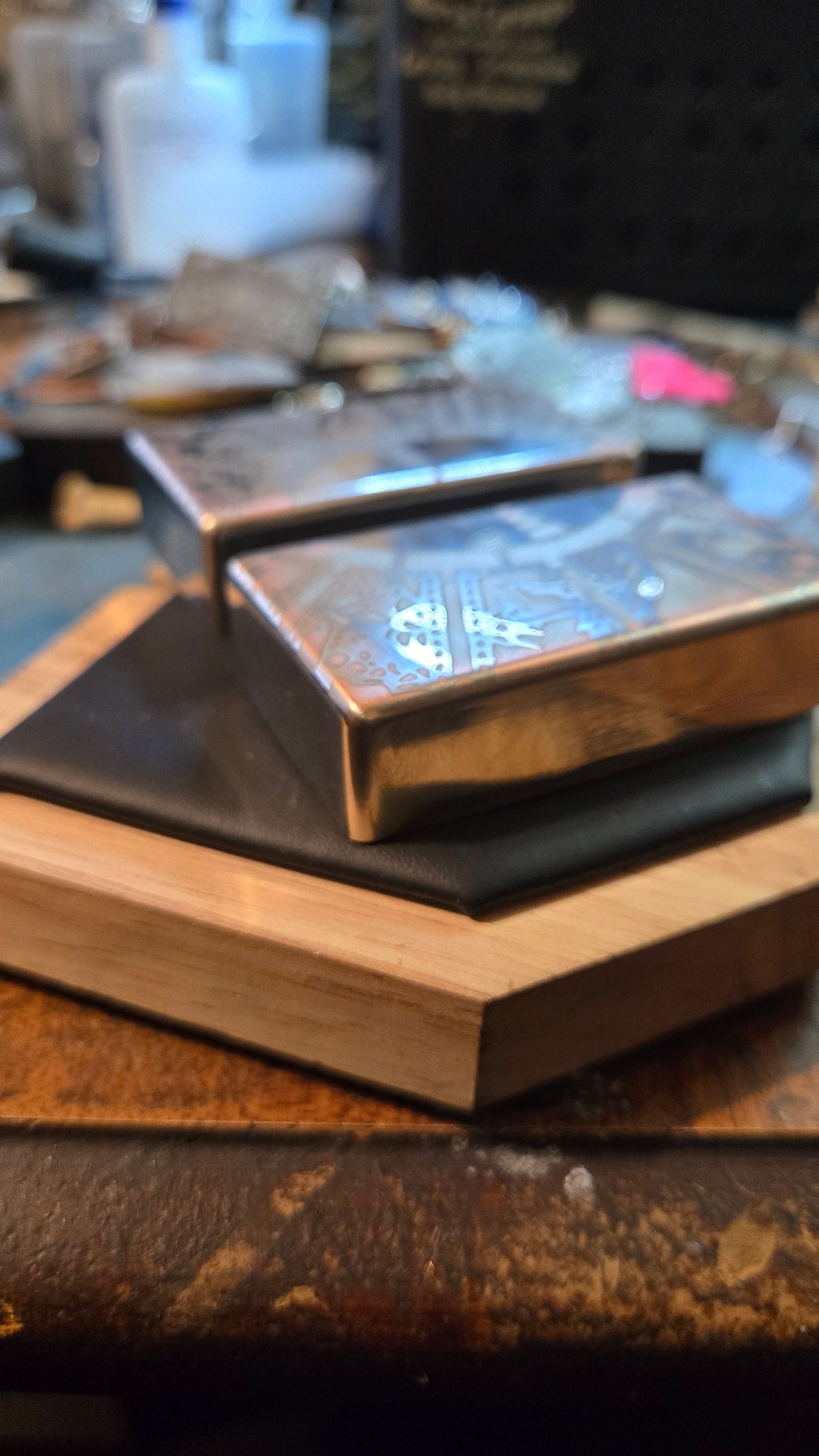 Custom antiqued Hellraiser Themed Guitar Humbucker Covers