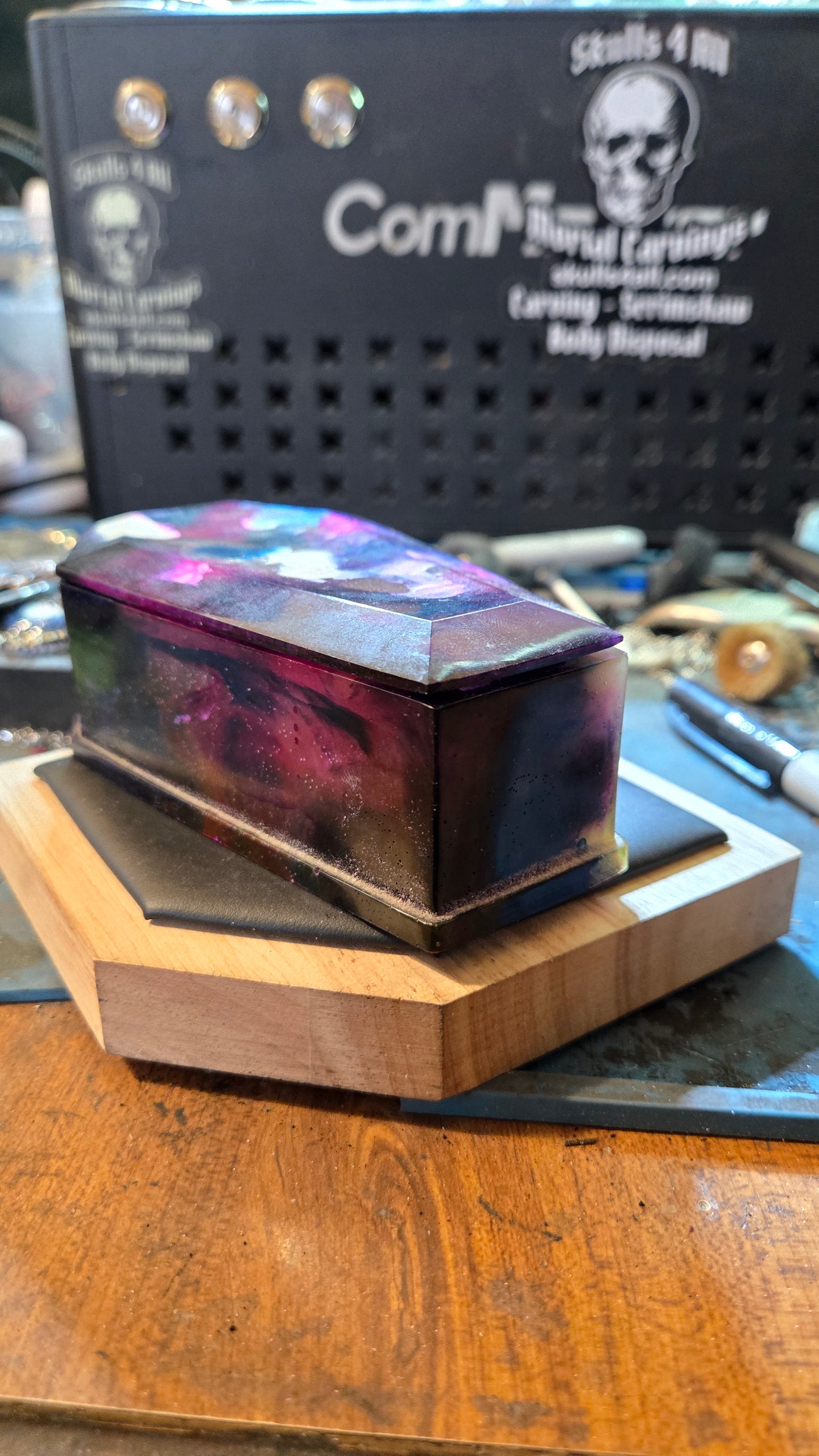 Handmade Resin Coffin Shaped Storage Box – Painters Coffin