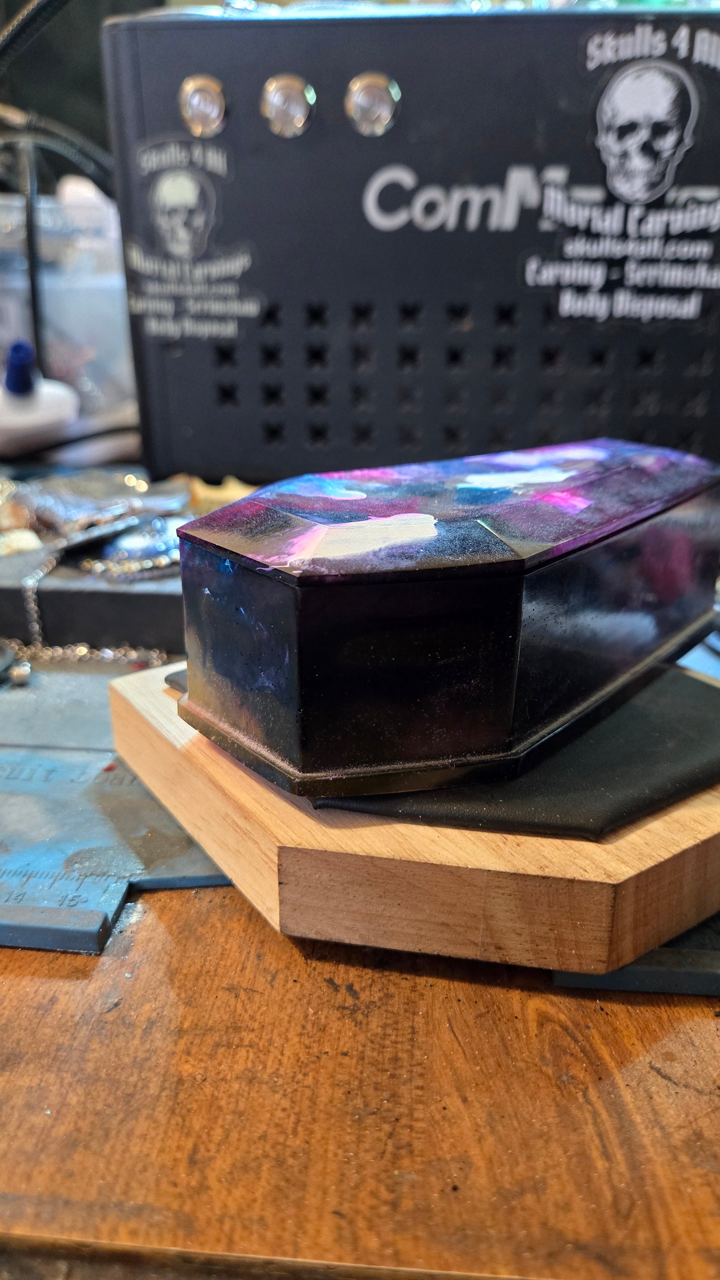 Handmade Resin Coffin Shaped Storage Box – Painters Coffin
