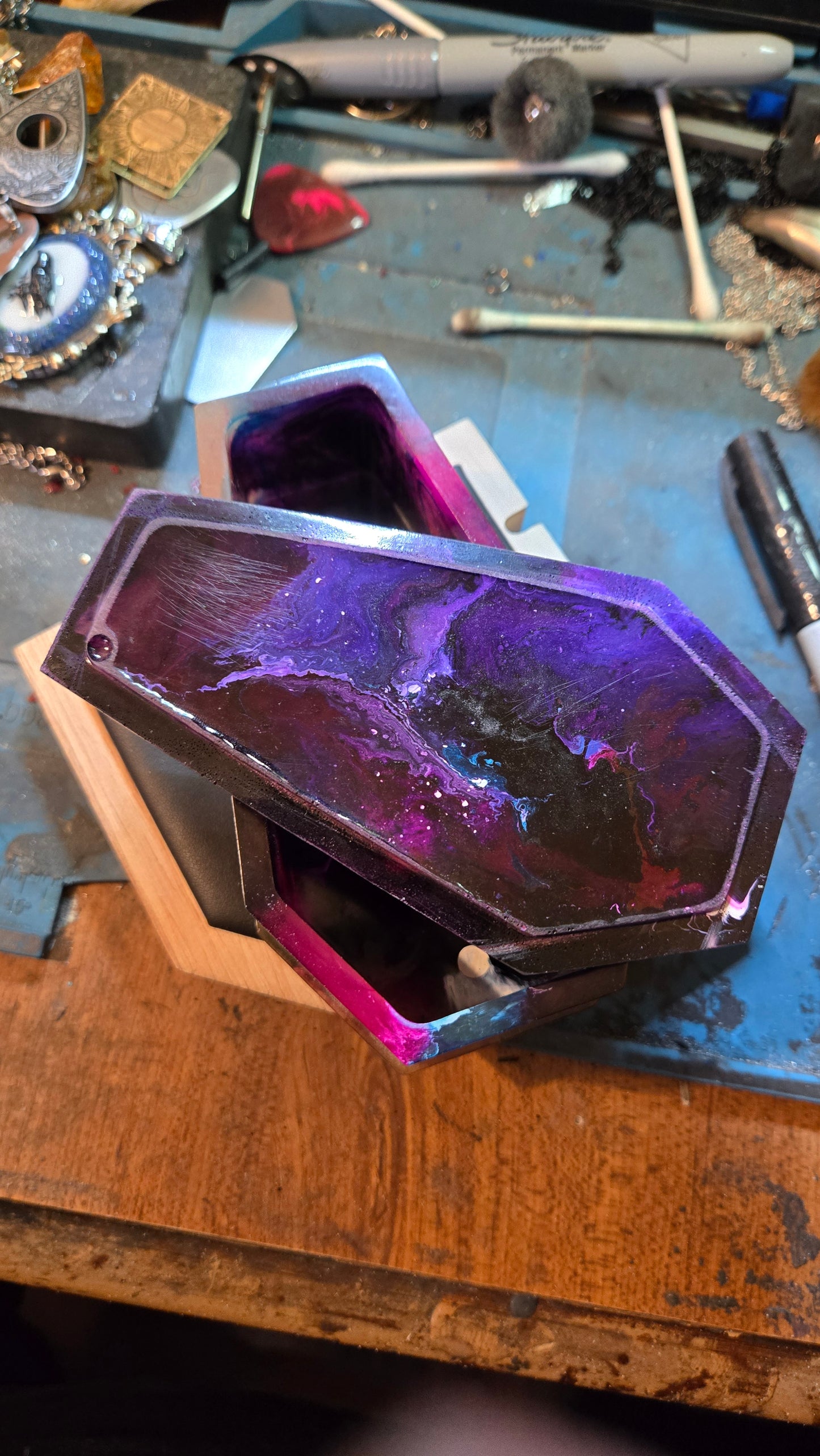 Handmade Resin Coffin Shaped Storage Box – Painters Coffin