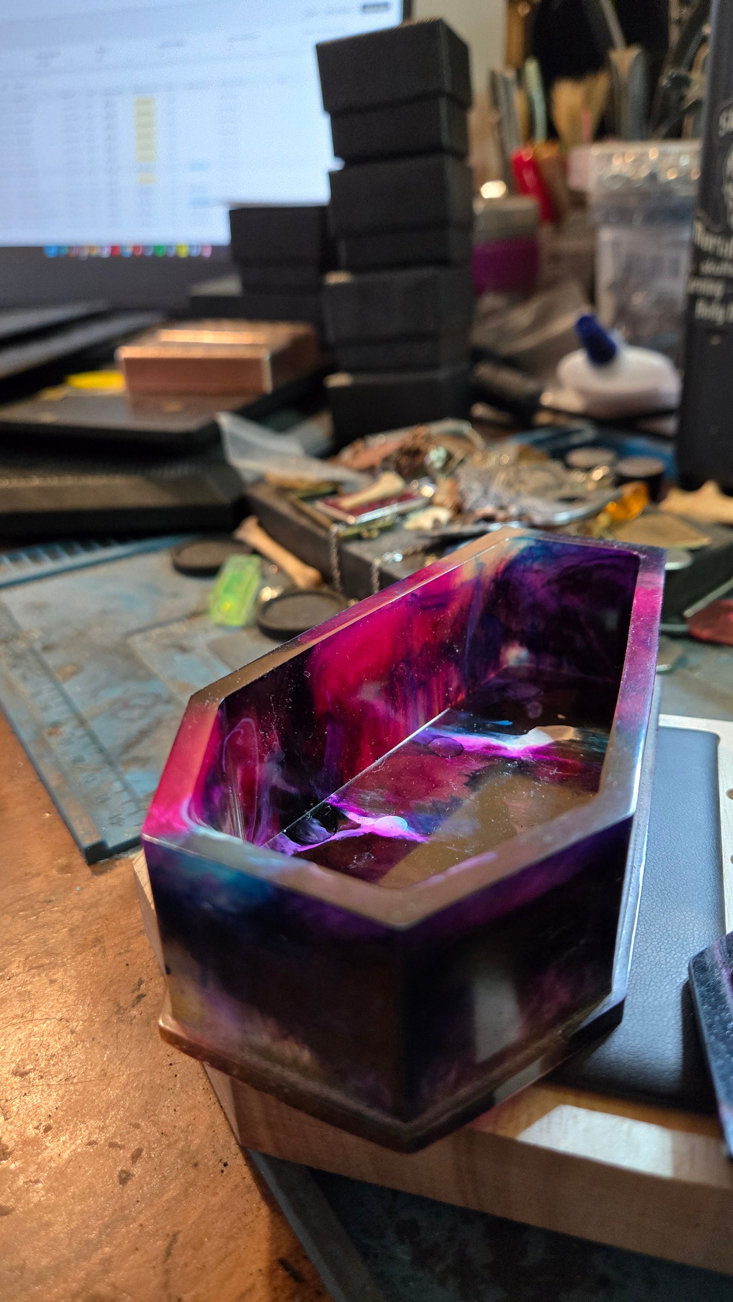 Handmade Resin Coffin Shaped Storage Box – Painters Coffin