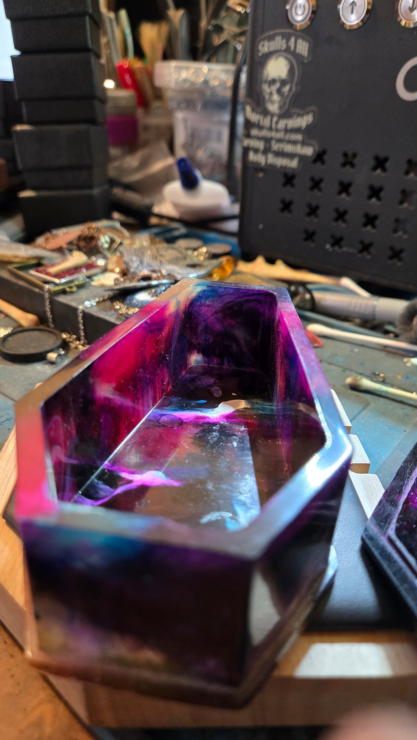 Handmade Resin Coffin Shaped Storage Box – Painters Coffin