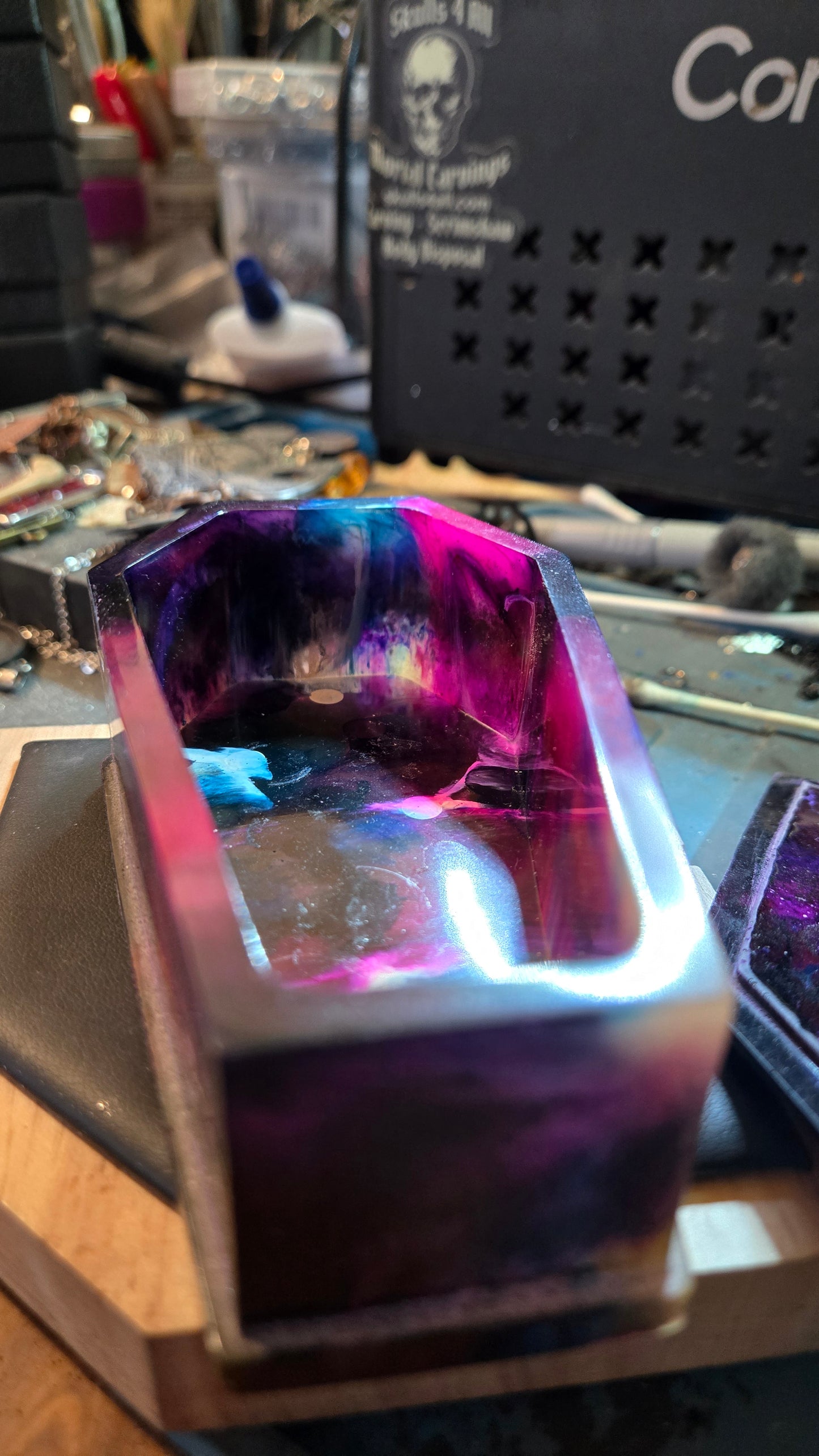 Handmade Resin Coffin Shaped Storage Box – Painters Coffin