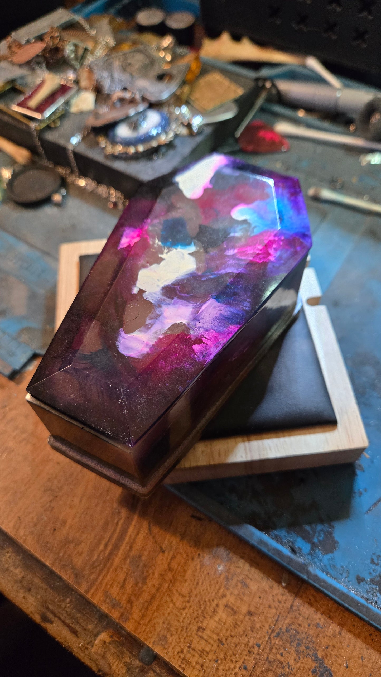 Handmade Resin Coffin Shaped Storage Box – Painters Coffin