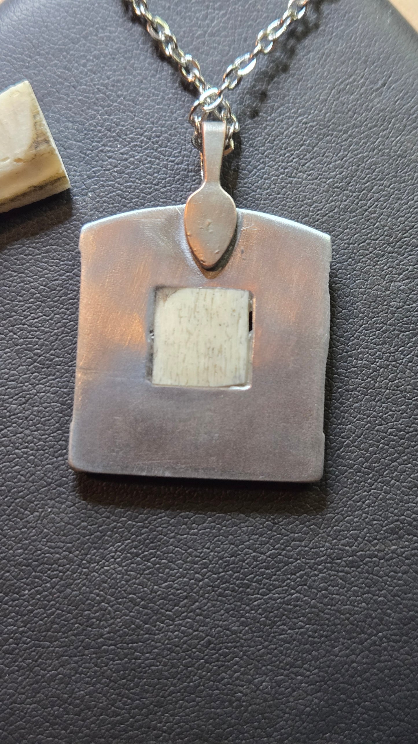 Funeral Relic Pendant – Hand-Aged Bas Relief with Real Bone Inlay