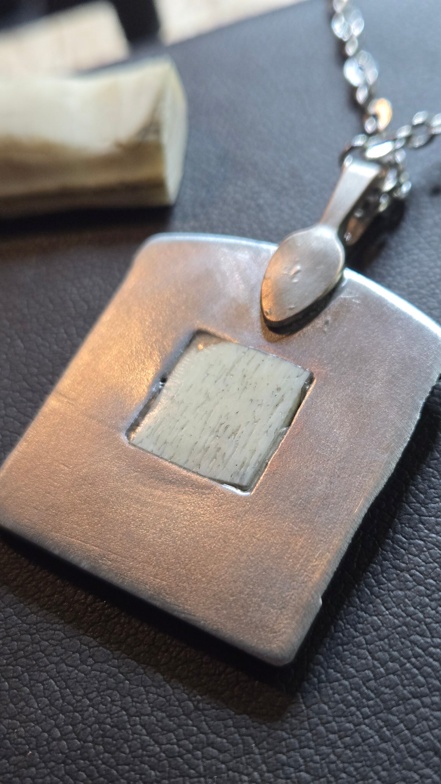 Funeral Relic Pendant – Hand-Aged Bas Relief with Real Bone Inlay