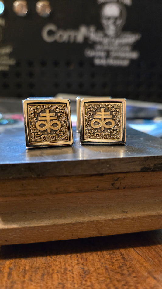 Leviathan Cross Cufflinks – Satanic Cross with Gothic Filigree