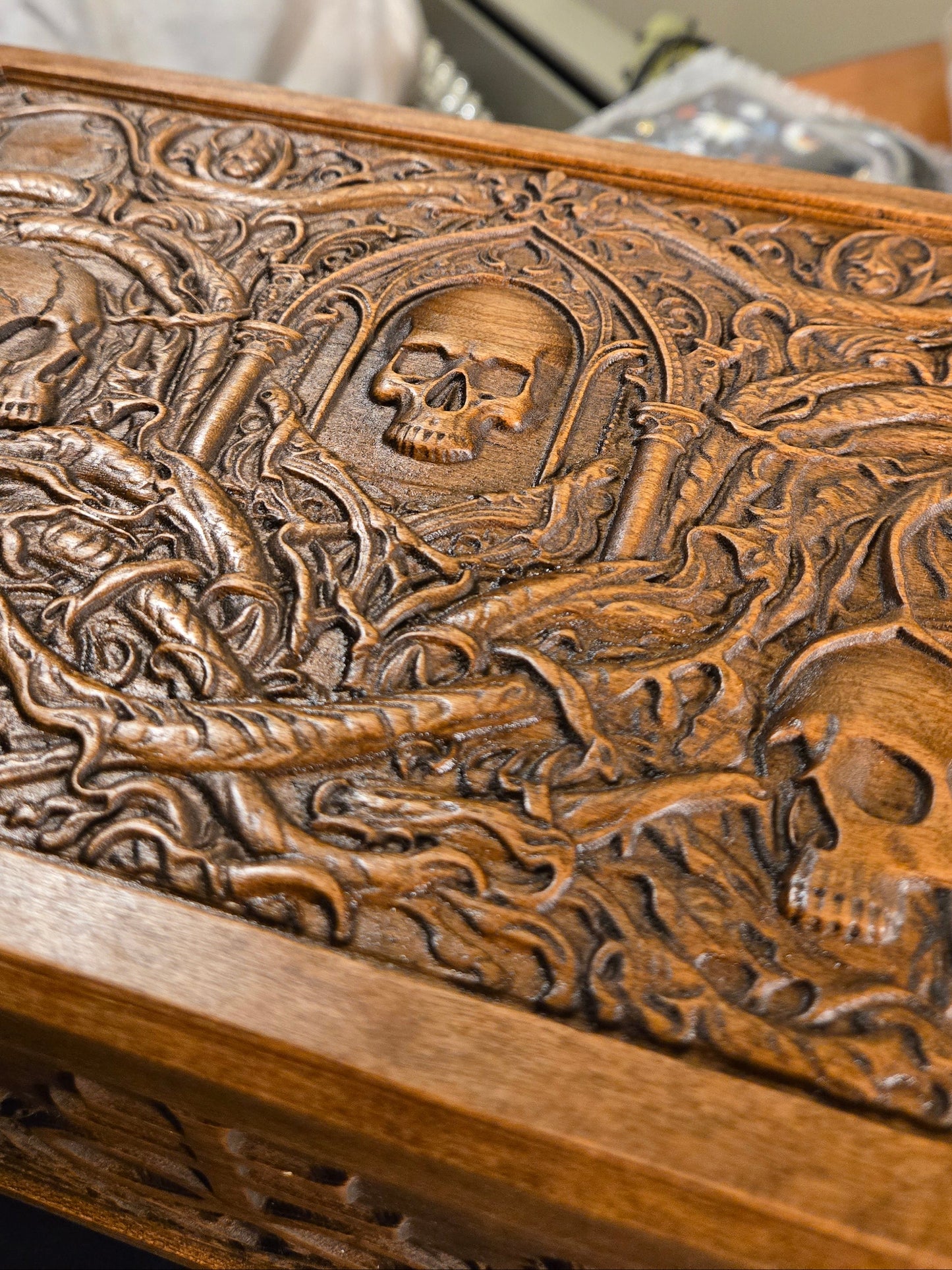 One of a Kind Haunted Relic Box – Carved Gothic Horror Artifact (Jewelry / Storage / Prop)