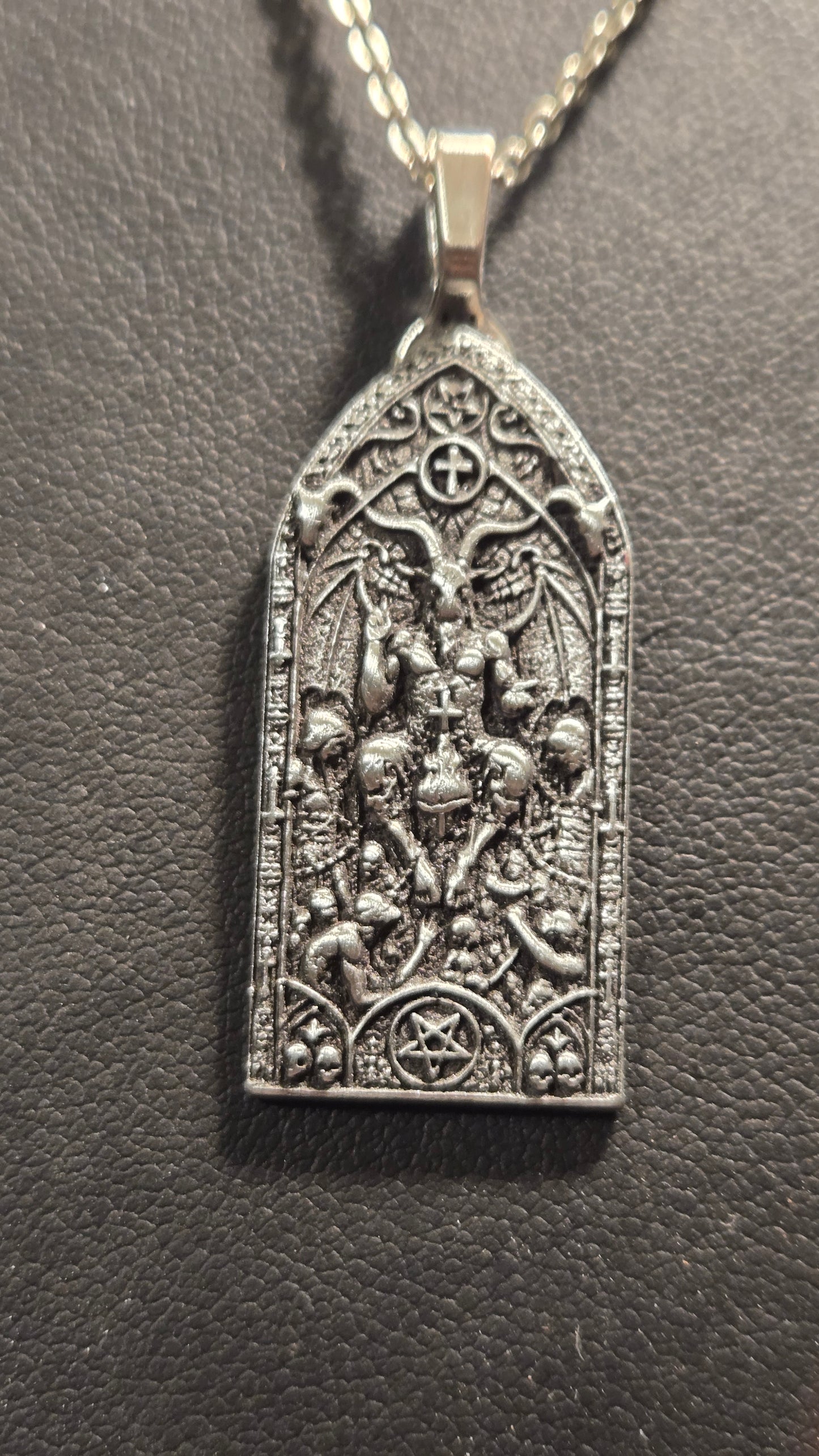 Baphomet Gothic Cathedral Pendant – Satanic Occult Necklace