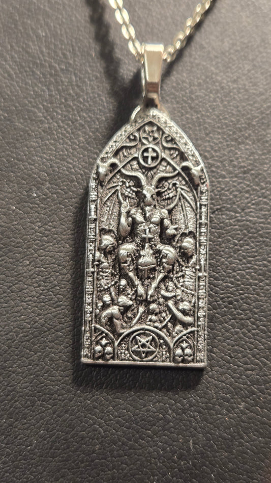 Baphomet Gothic Cathedral Pendant – Satanic Occult Necklace