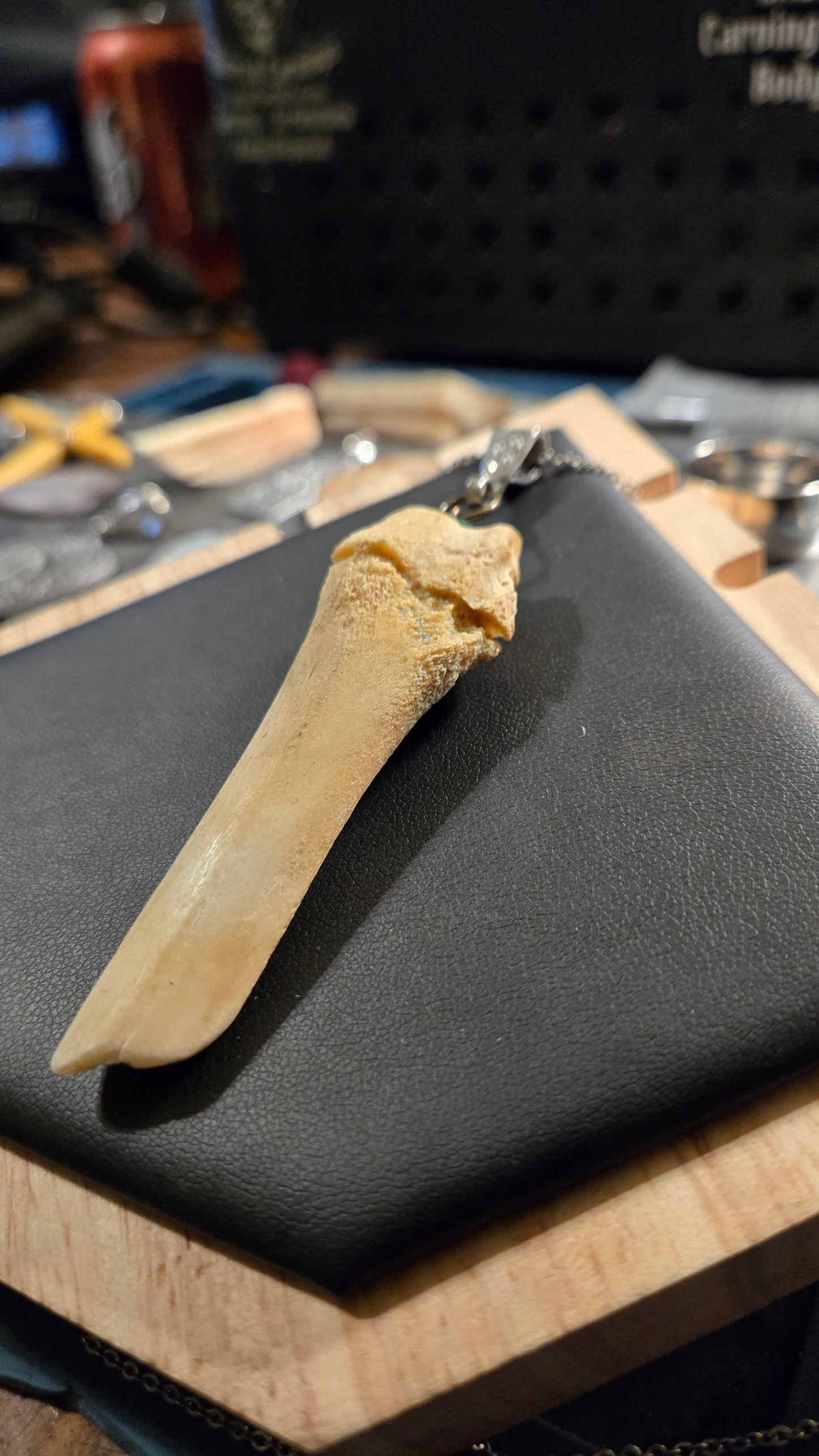 Real Broken Deer Bone Pendant – Sealed Natural Bone Oddity Necklace
