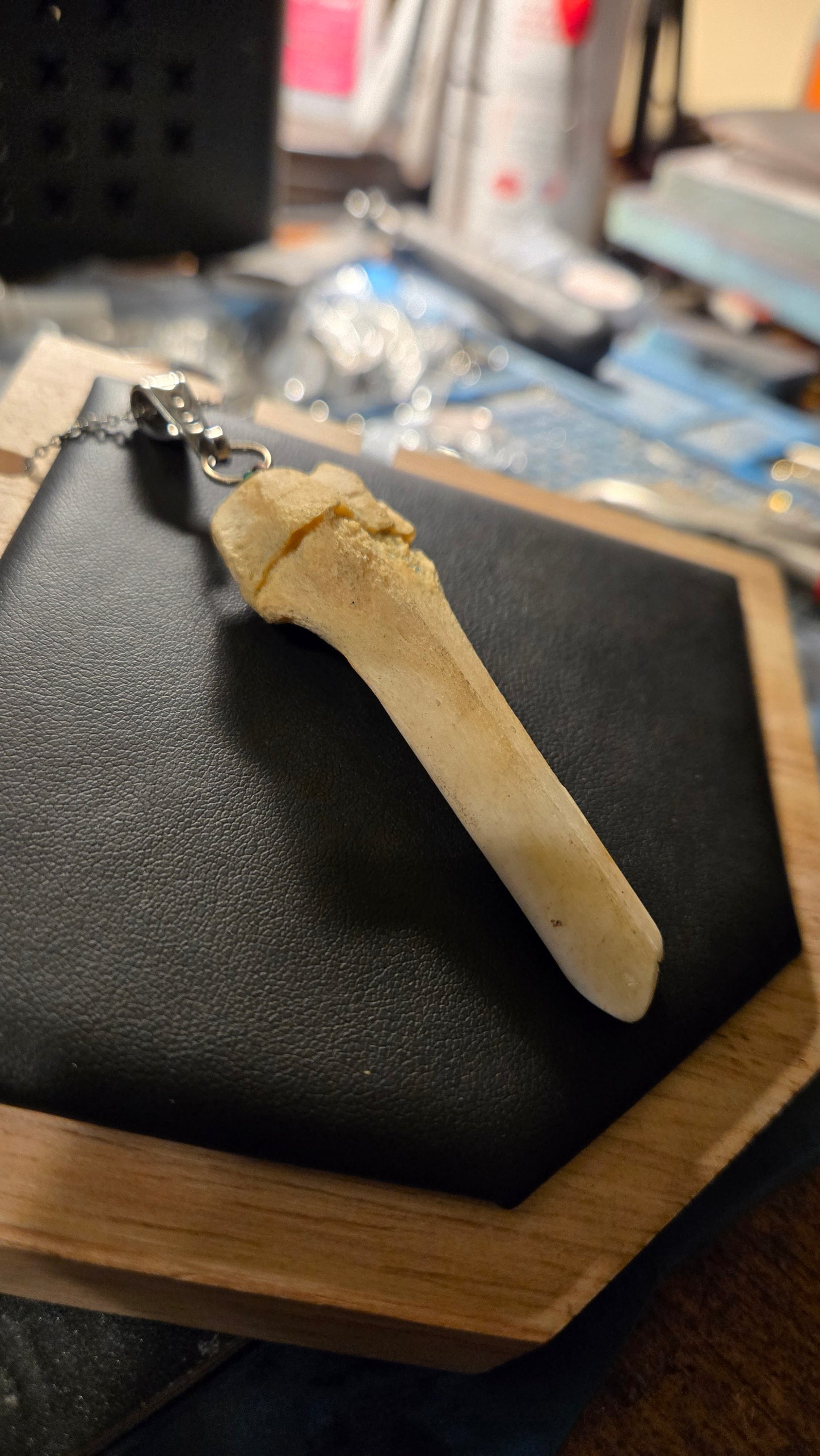 Real Broken Deer Bone Pendant – Sealed Natural Bone Oddity Necklace