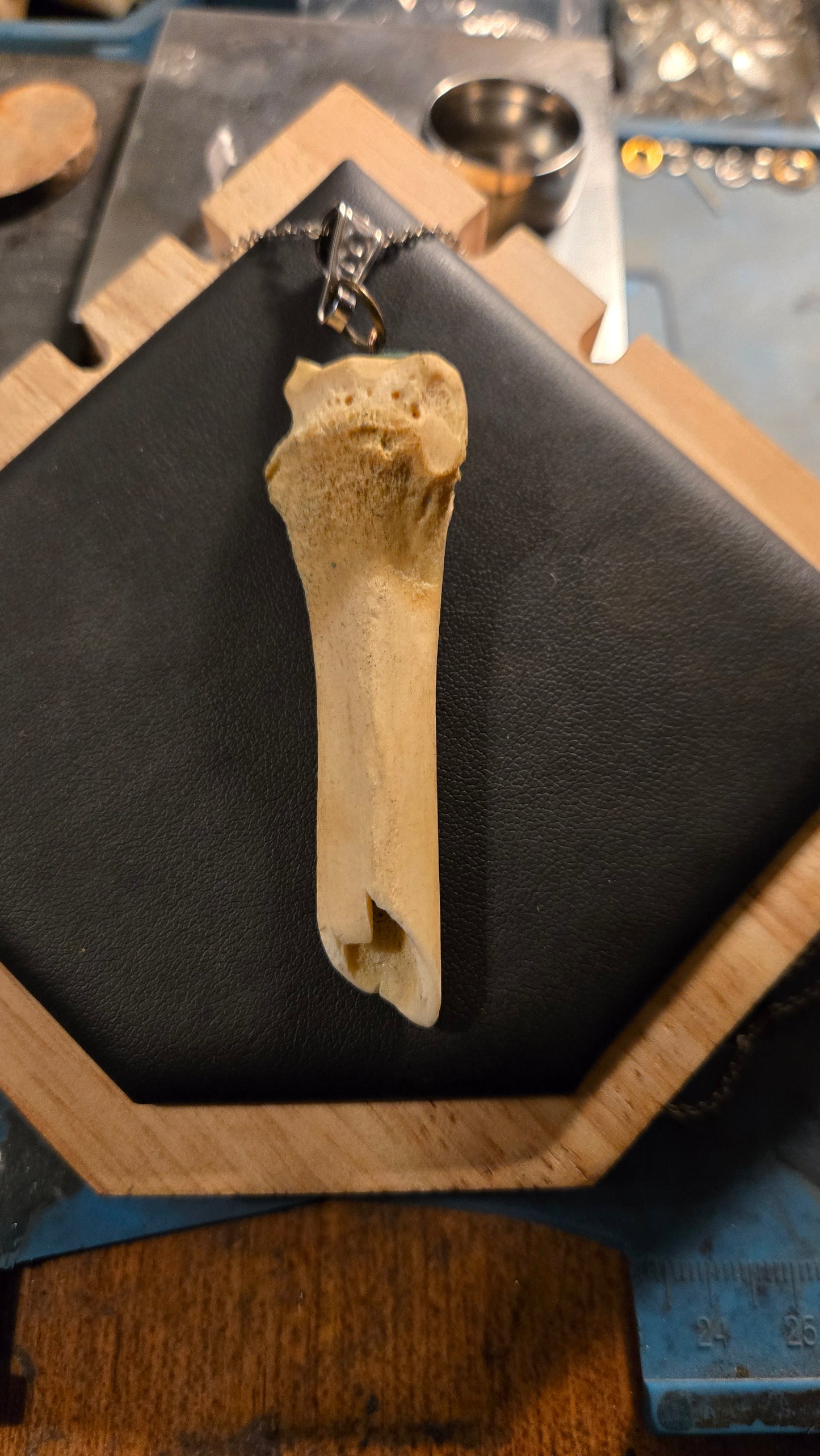 Real Broken Deer Bone Pendant – Sealed Natural Bone Oddity Necklace