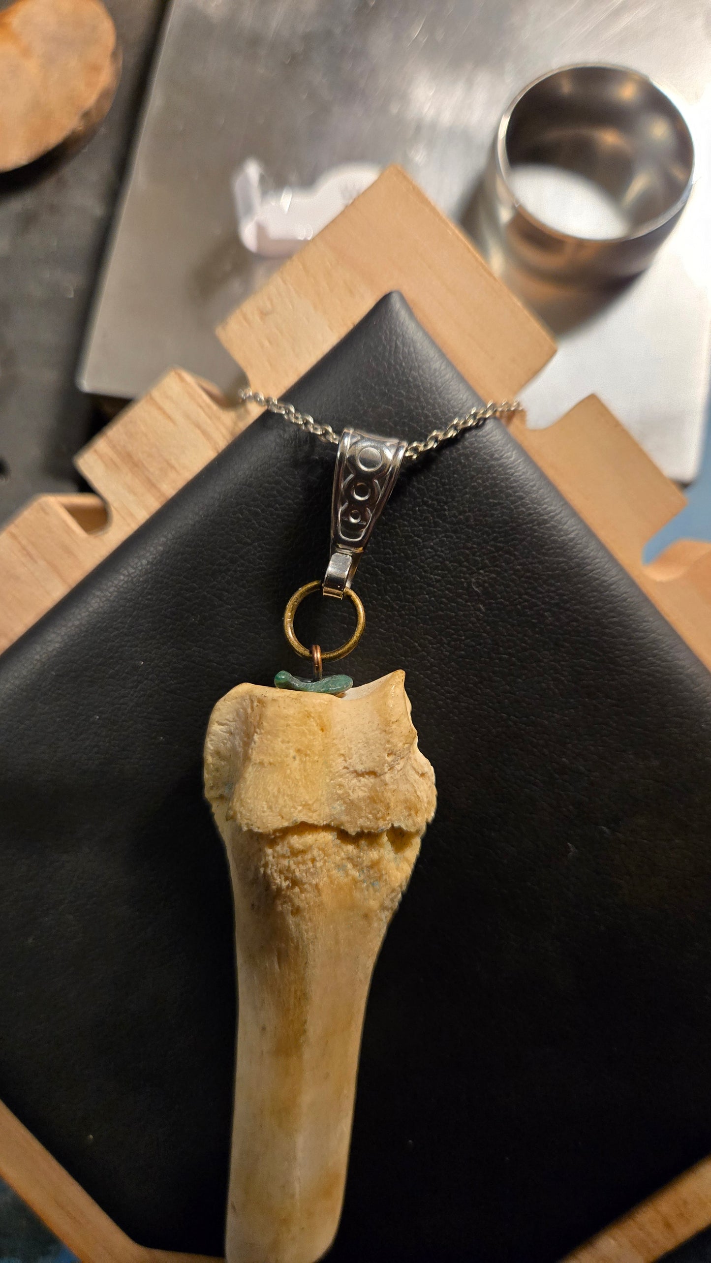 Real Broken Deer Bone Pendant – Sealed Natural Bone Oddity Necklace