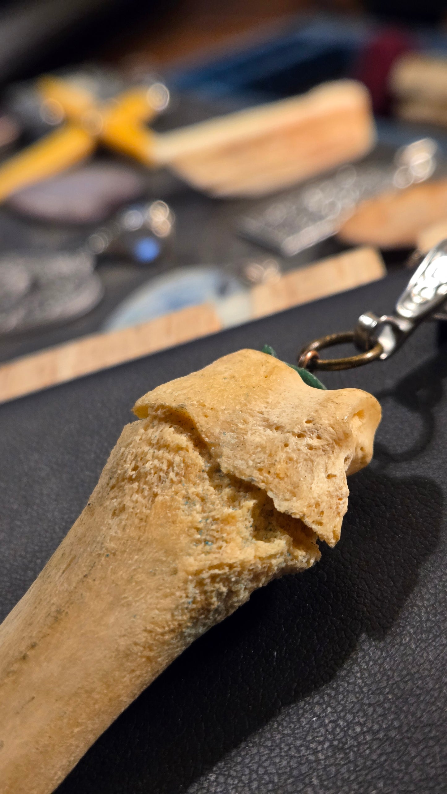 Real Broken Deer Bone Pendant – Sealed Natural Bone Oddity Necklace