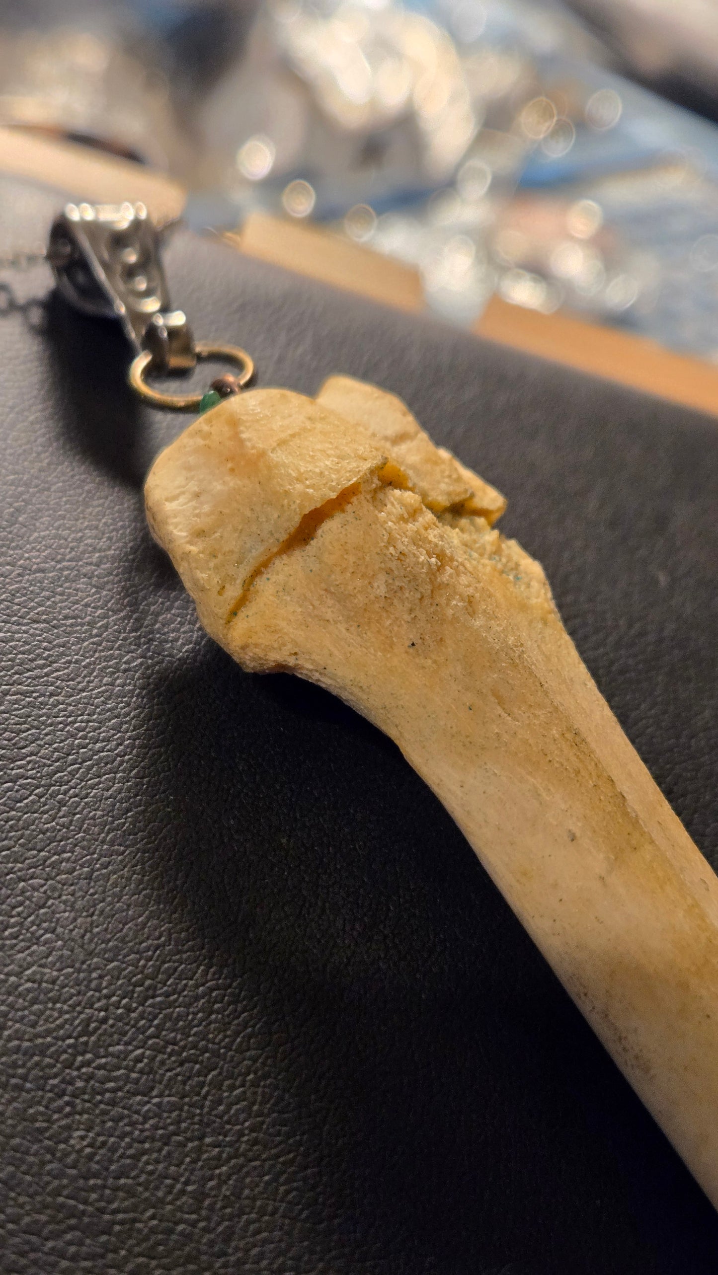 Real Broken Deer Bone Pendant – Sealed Natural Bone Oddity Necklace