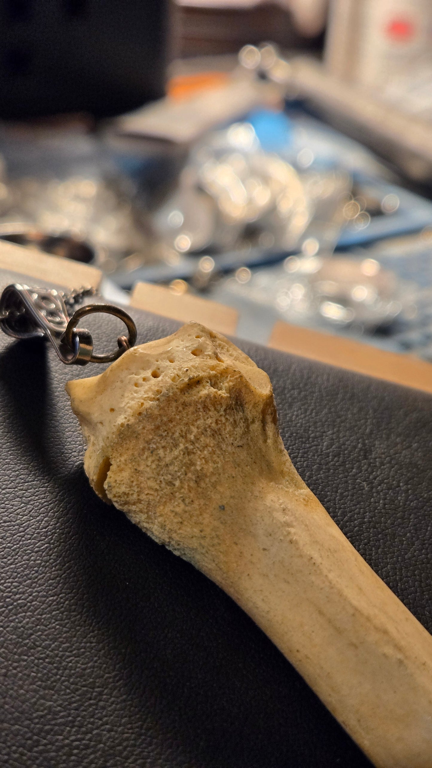 Real Broken Deer Bone Pendant – Sealed Natural Bone Oddity Necklace
