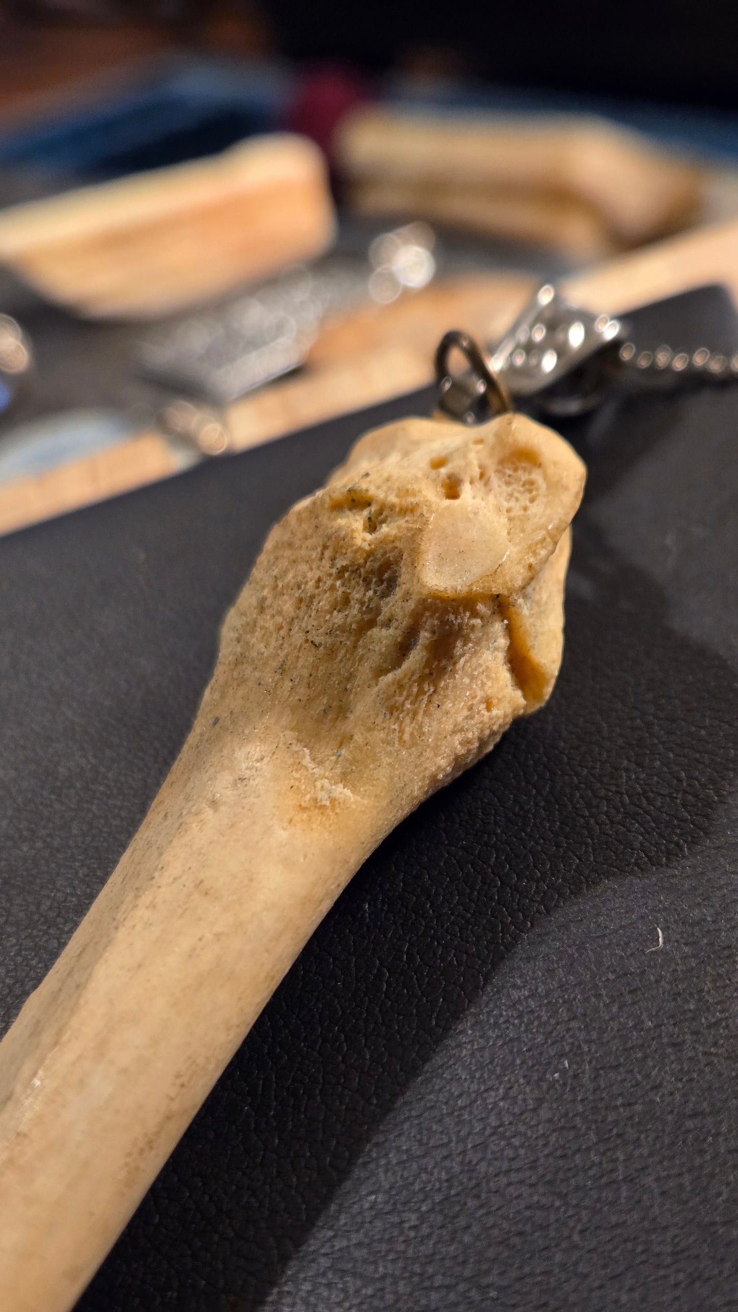 Real Broken Deer Bone Pendant – Sealed Natural Bone Oddity Necklace