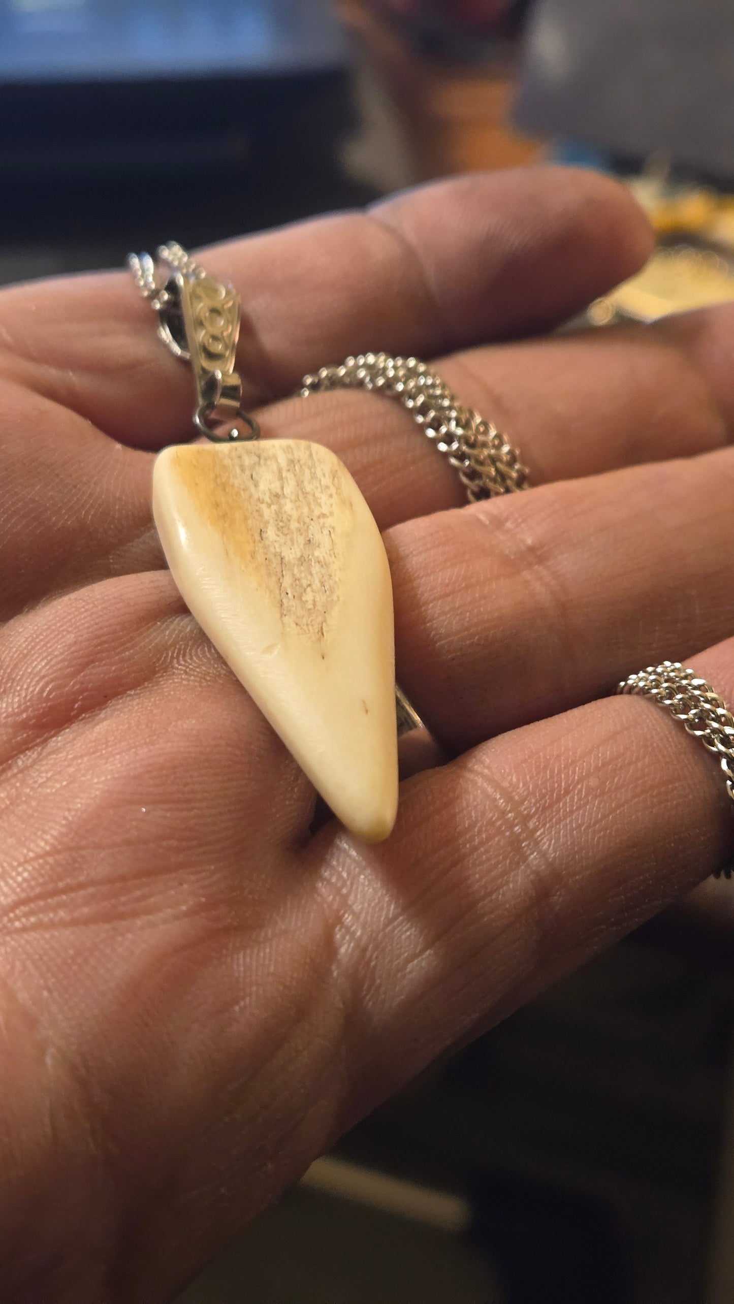 “The Fang” – Hand Carved Human Bone Pendant