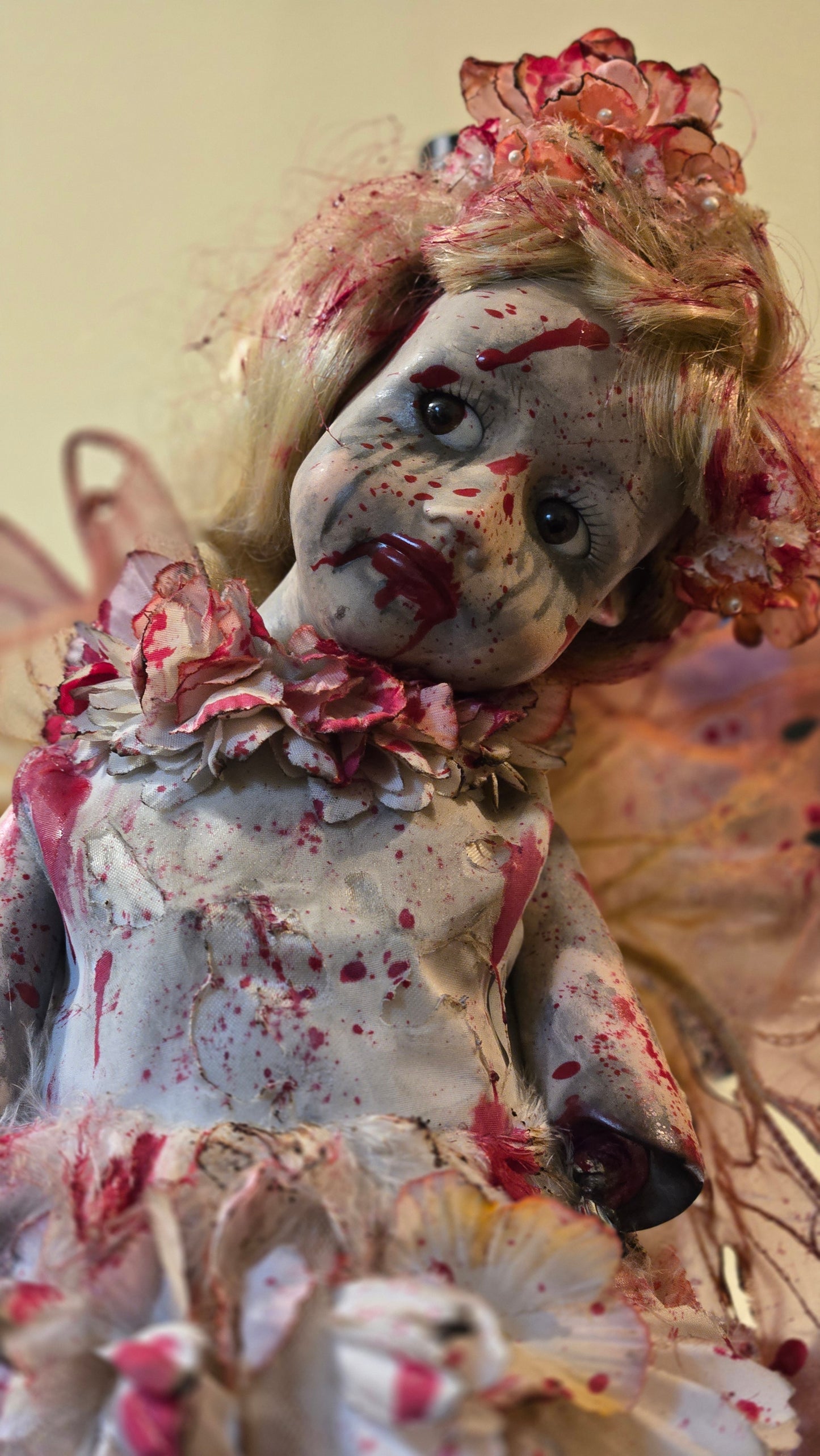 Custom Porcelain Horror Doll “Lost Fairy” Bloody Dark Fairy Art Doll