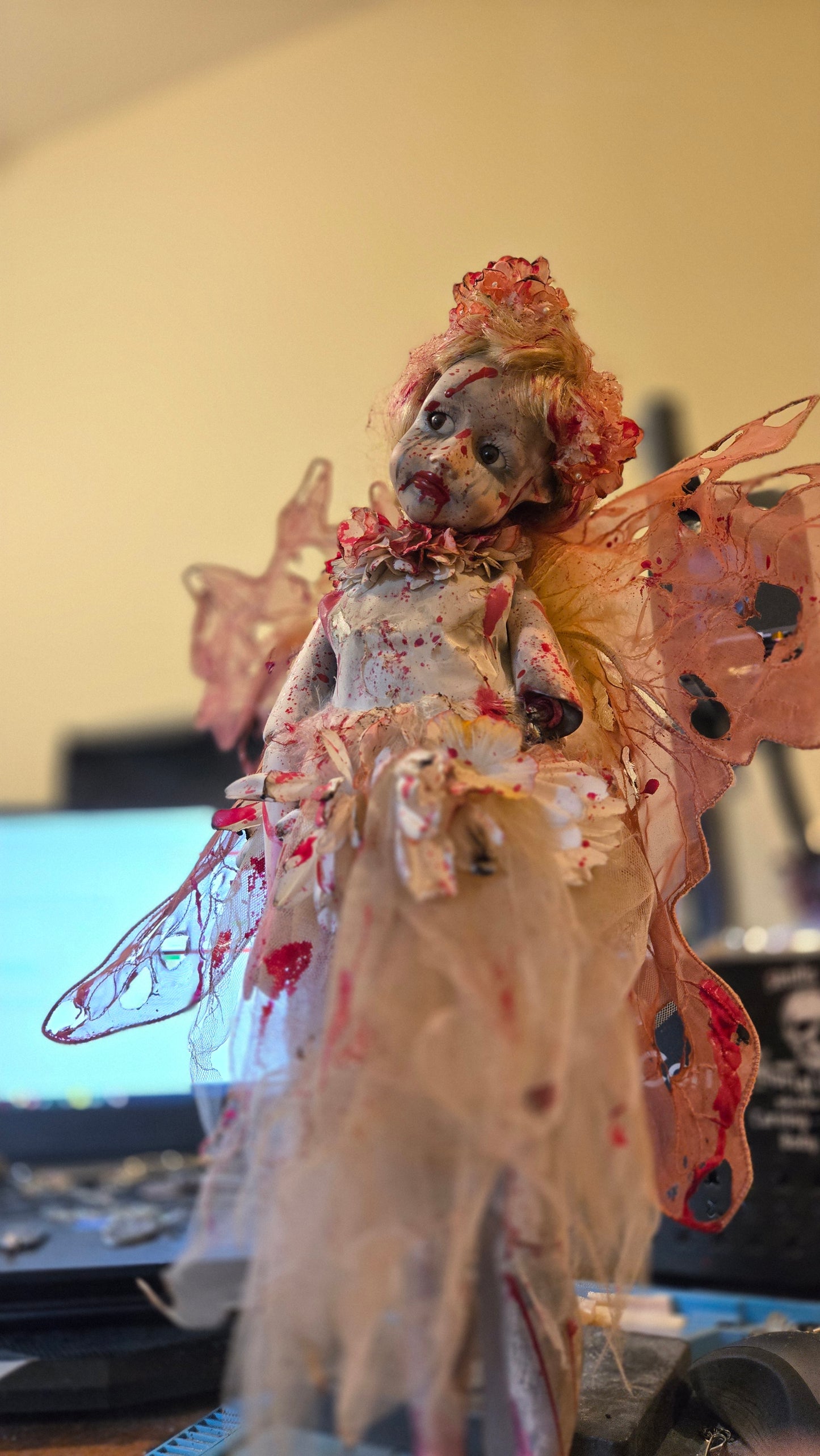 Custom Porcelain Horror Doll “Lost Fairy” Bloody Dark Fairy Art Doll